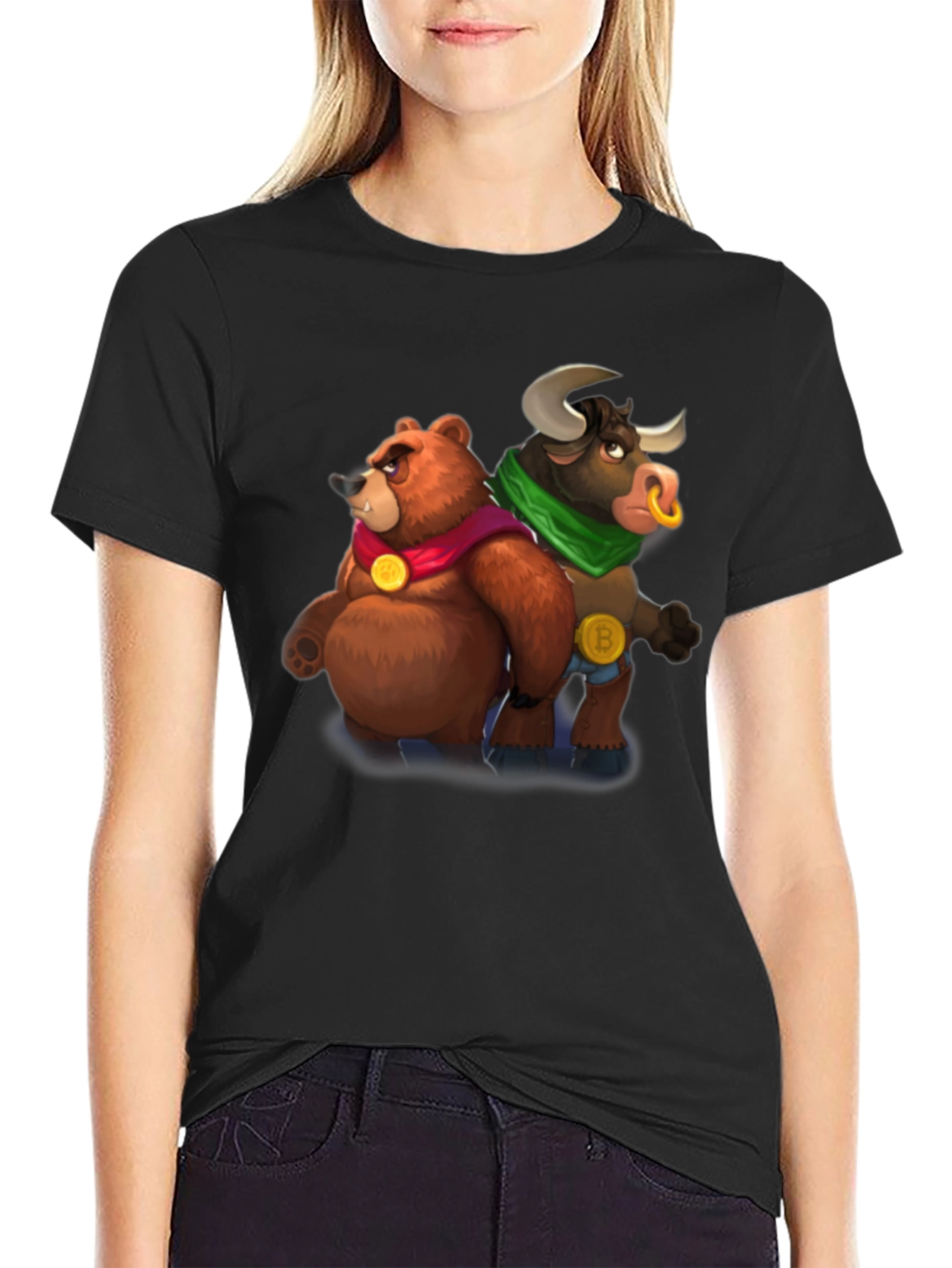 Bear & Bull Crypto T-Shirt - Black
