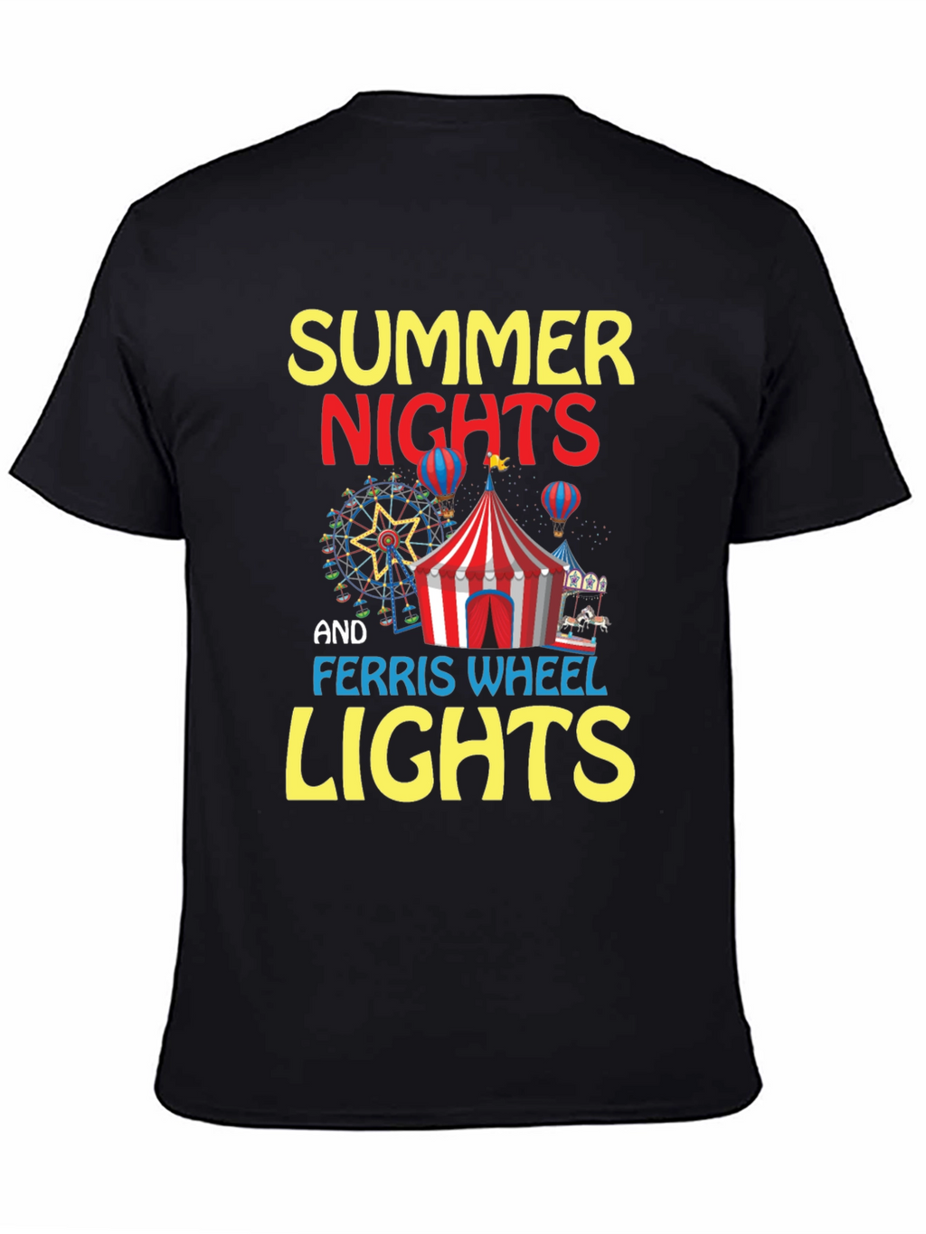Summer Nights and Ferris Wheel Lights Black T-Shirt