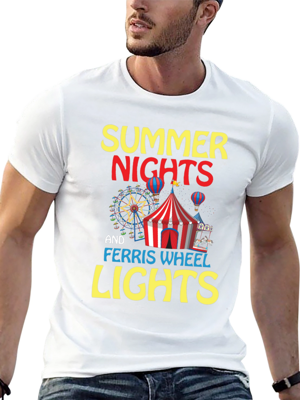 Summer Nights and Ferris Wheel Lights Black T-Shirt