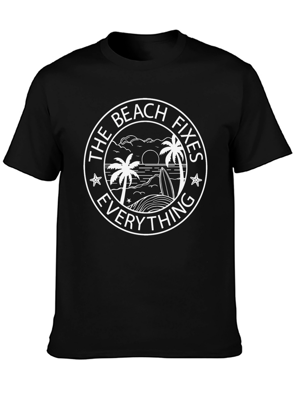 The Beach Fixes Everything Black T-Shirt