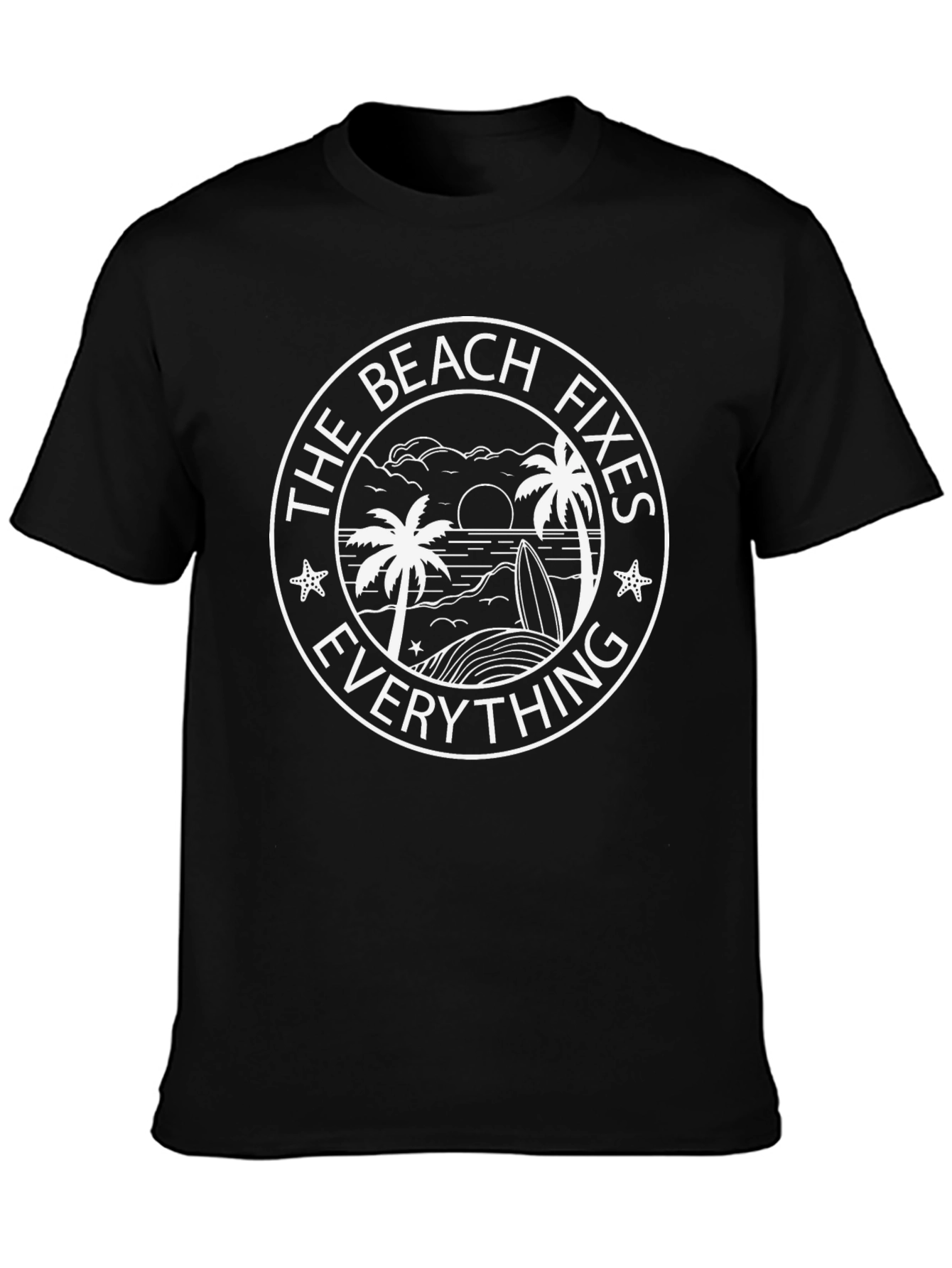 The Beach Fixes Everything Black T-Shirt