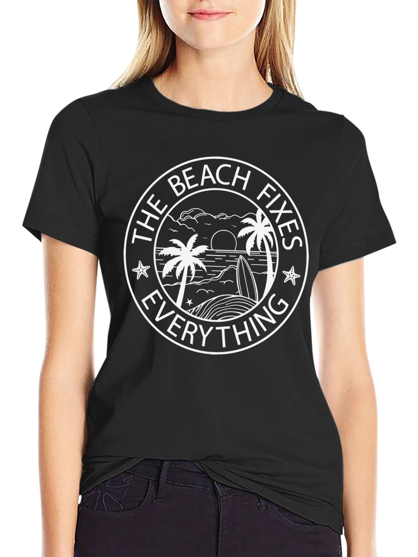 The Beach Fixes Everything Black T-Shirt