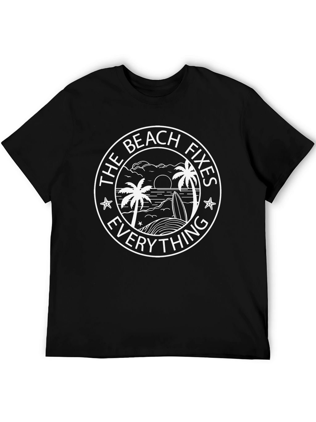 The Beach Fixes Everything Black T-Shirt