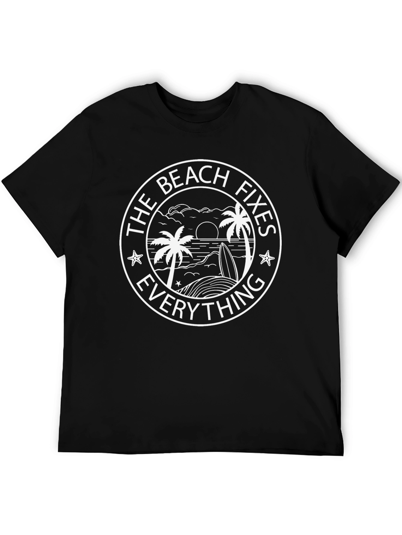 The Beach Fixes Everything Black T-Shirt