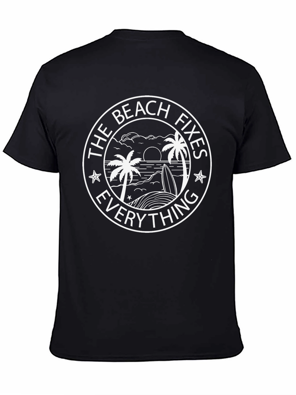 The Beach Fixes Everything Black T-Shirt