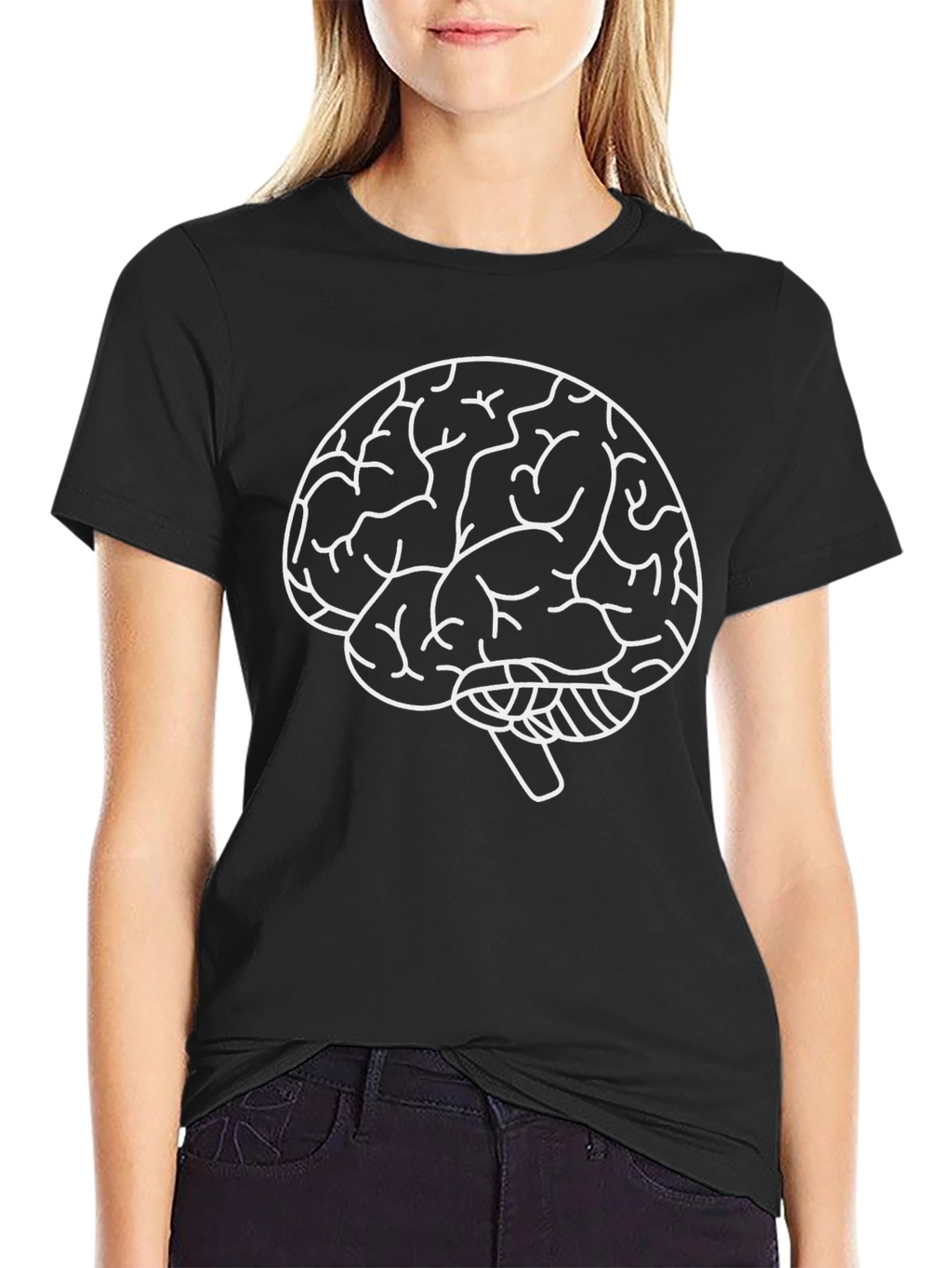 Brain Graphic Tee - Black Cotton T-Shirt