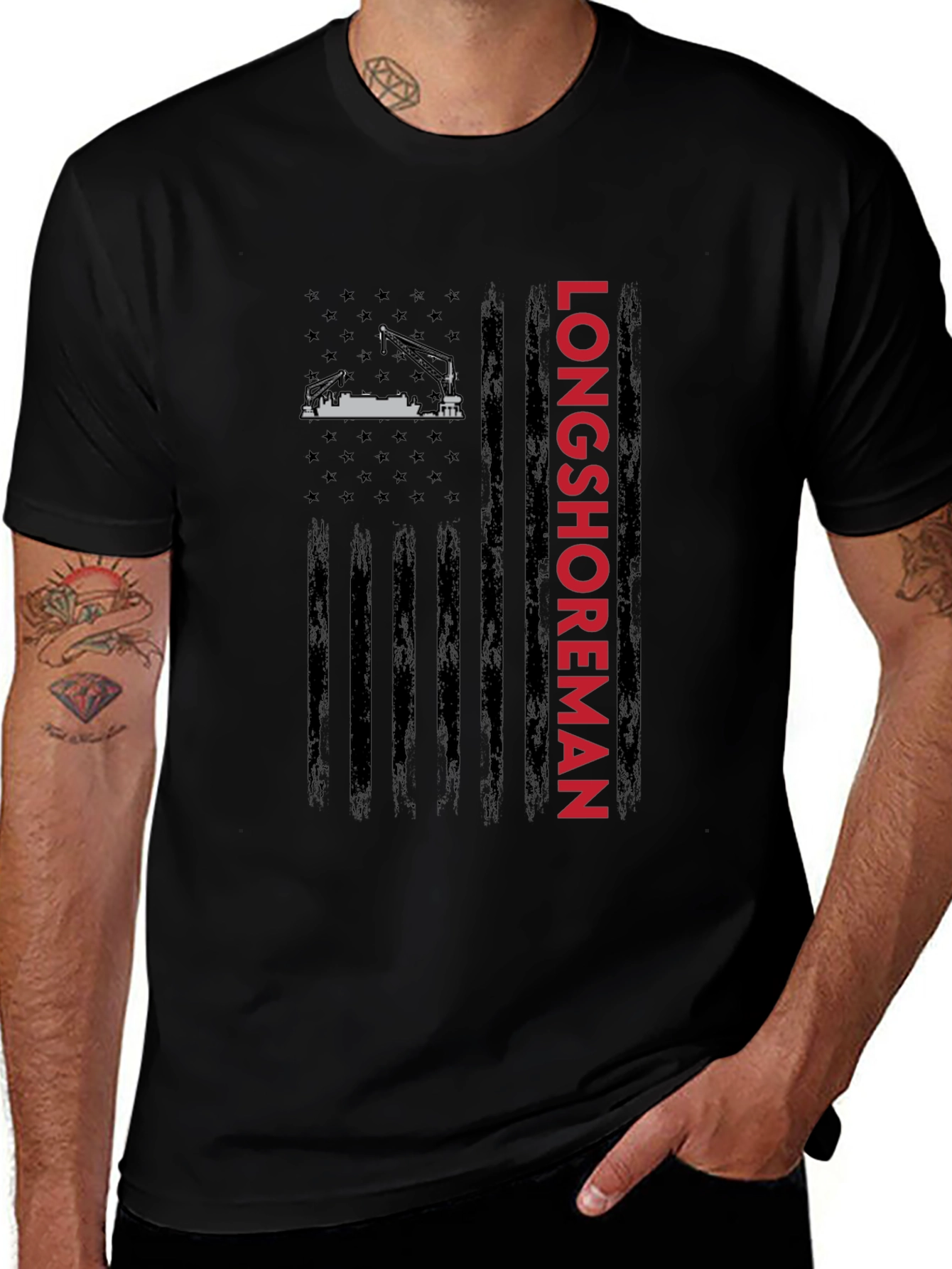 Longshoreman American Flag Graphic Tee
