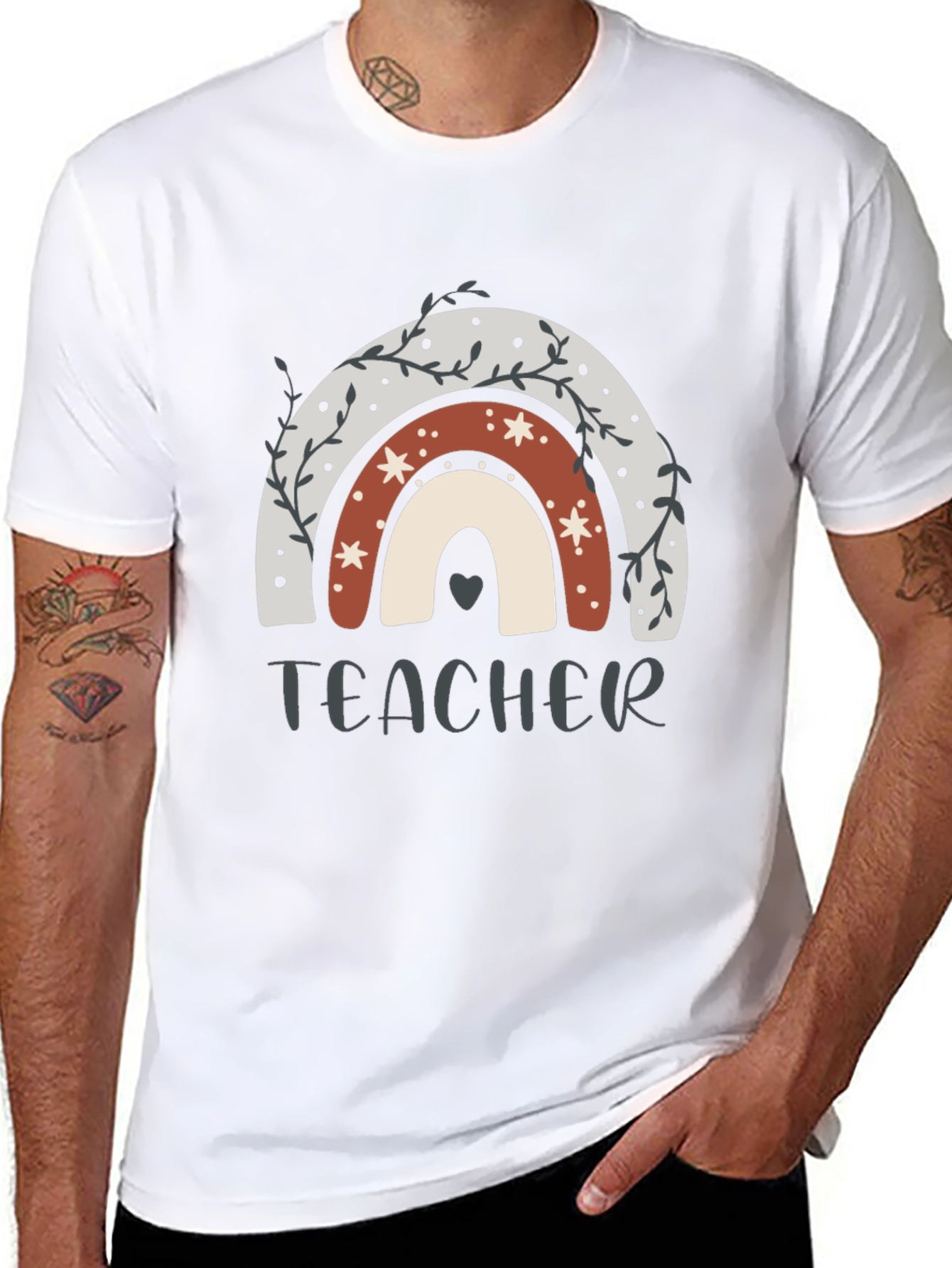 Teacher Rainbow Graphic T-Shirt - Unisex Short Sleeve Tee