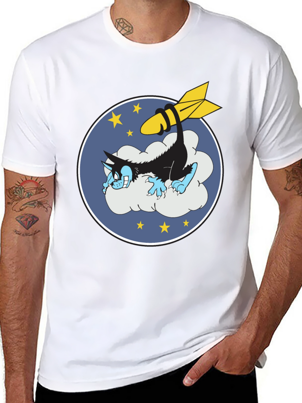 Cartoon Wolf & Bomb Graphic Tee