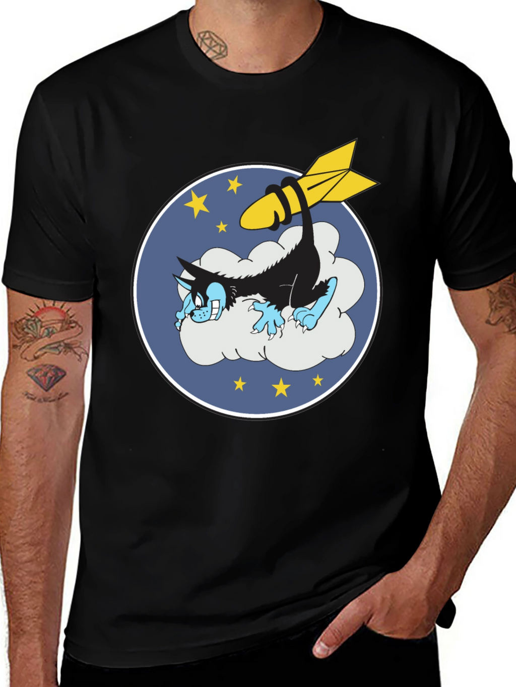 Cartoon Wolf & Bomb Graphic Tee
