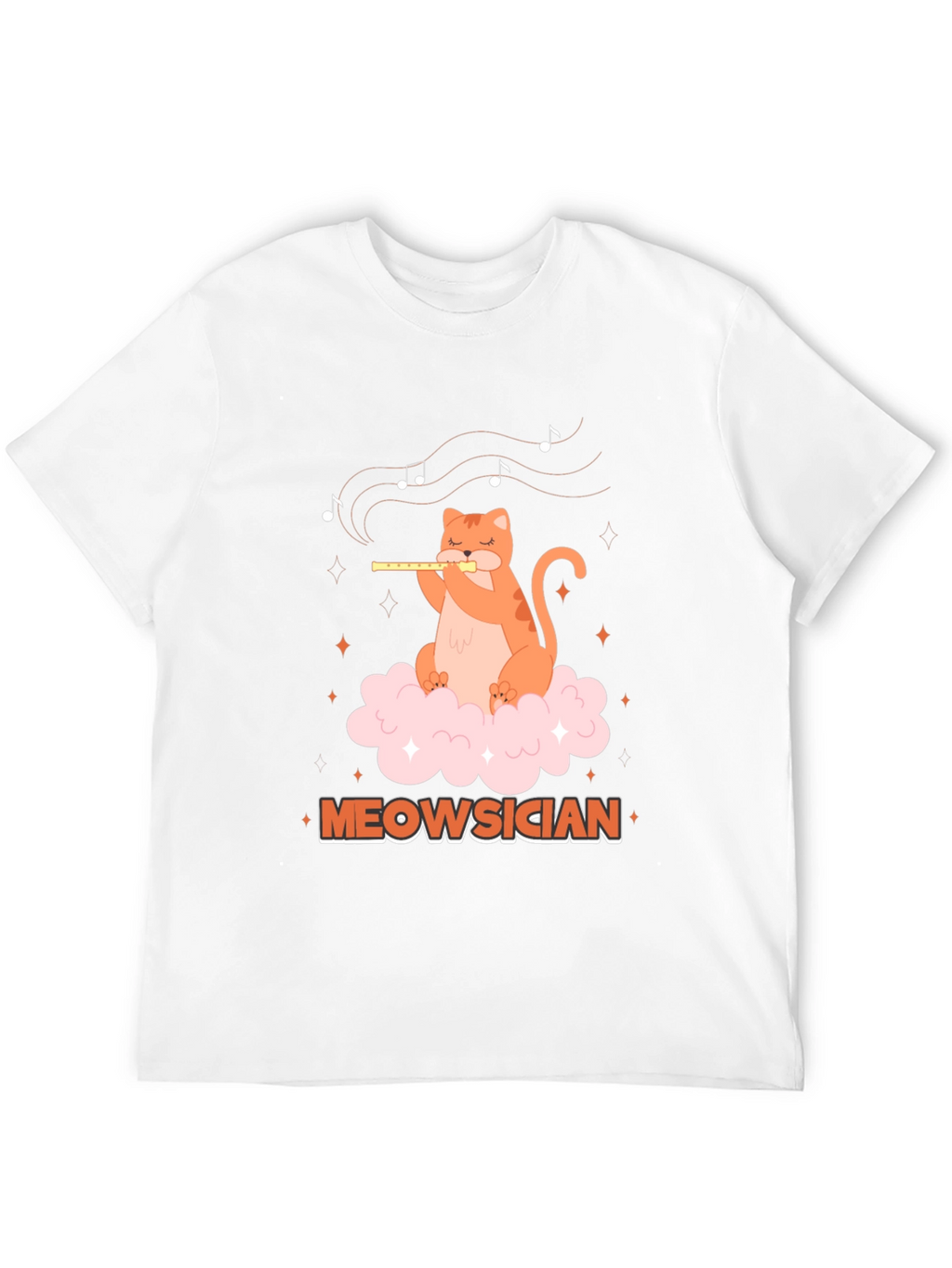 Meowsician Cat Flute Player Graphic T-Shirt