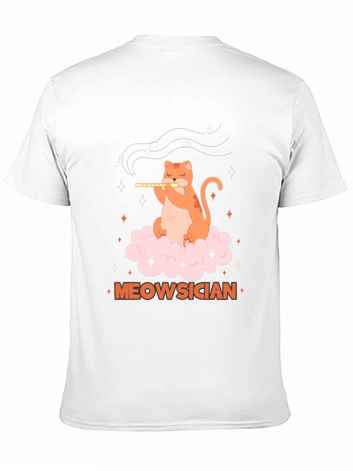 Meowsician Cat Flute Player Graphic T-Shirt