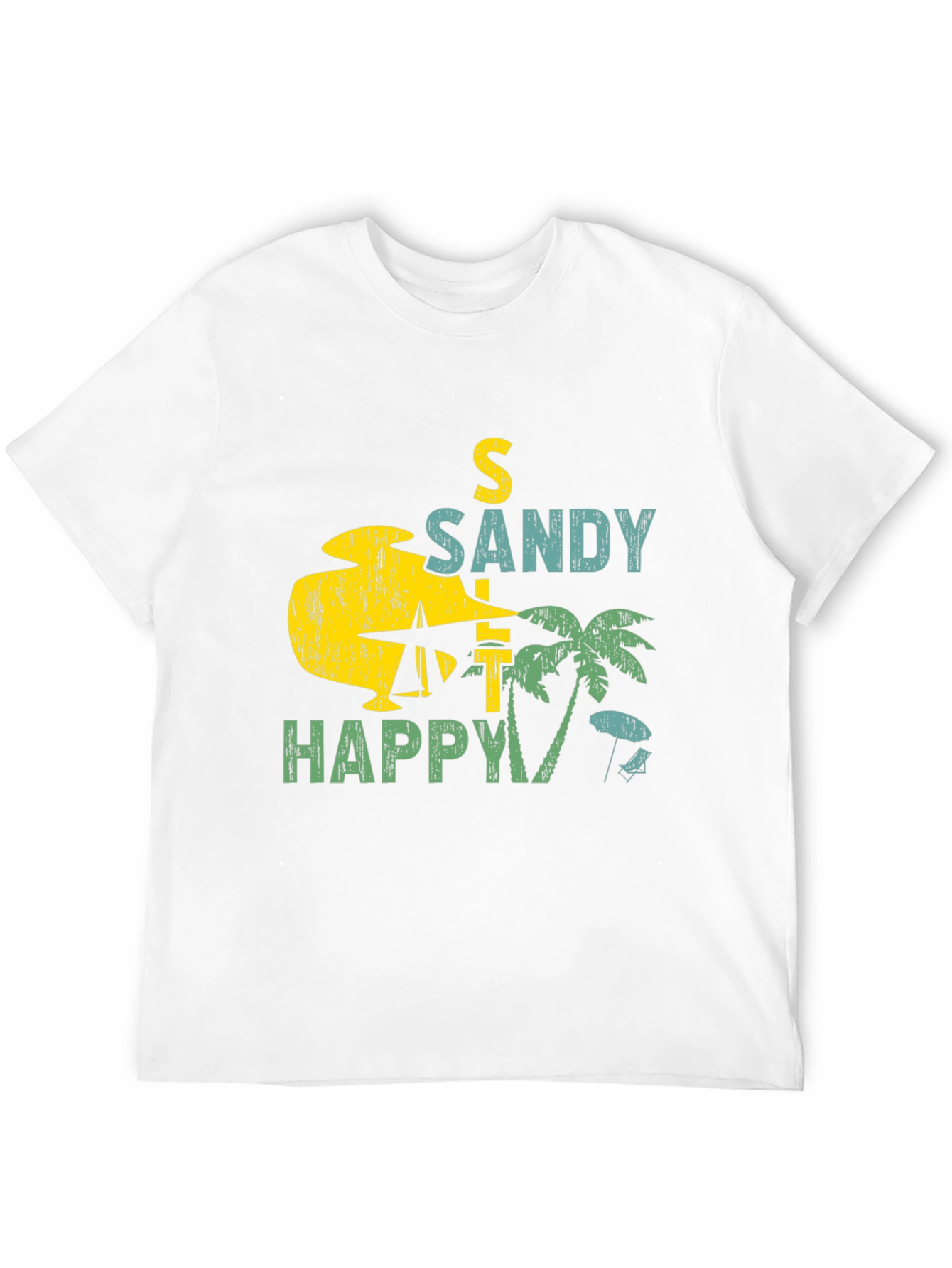 Sandy Happy Beach Graphic Tee - Mens Black T-Shirt