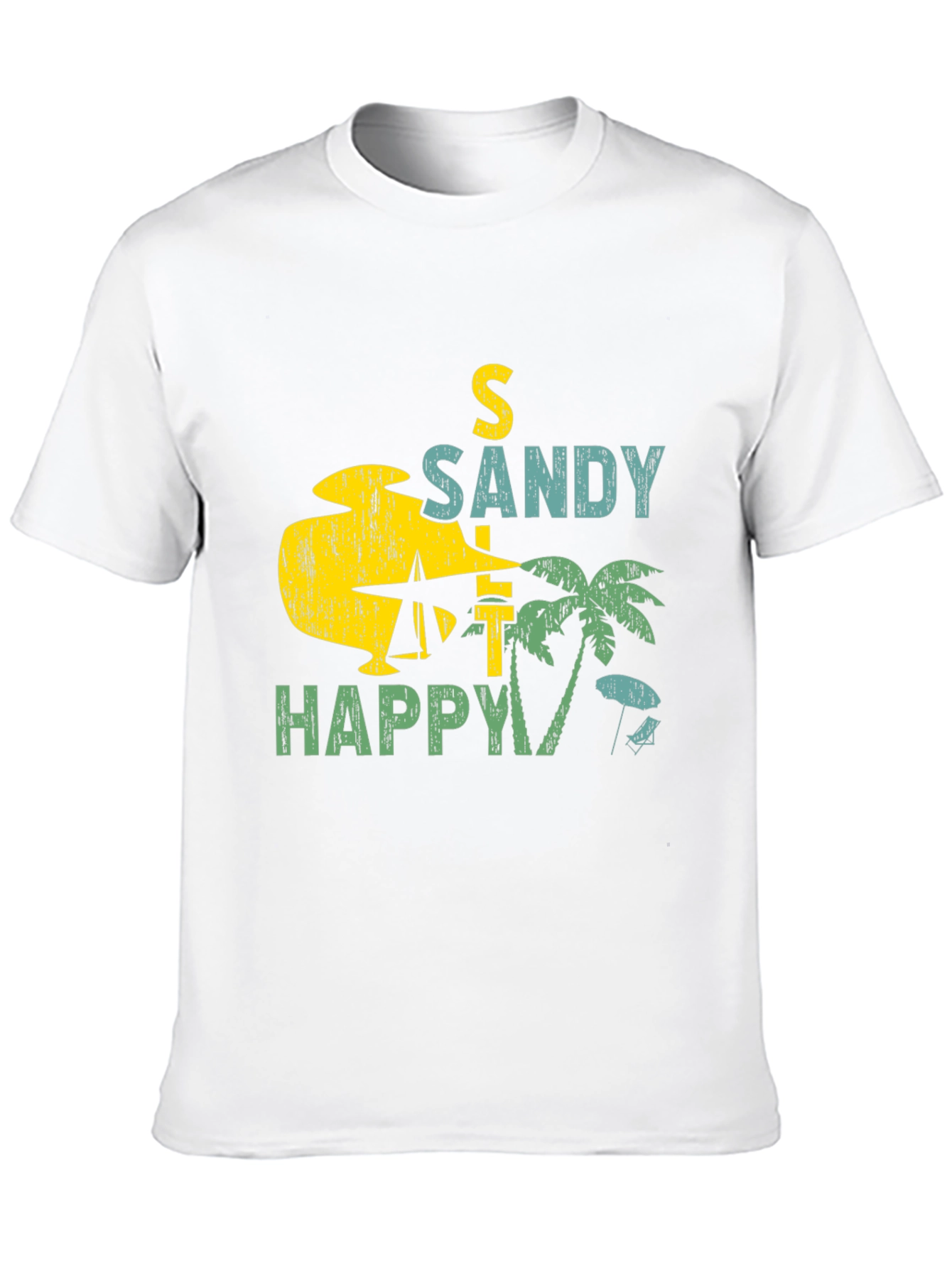 Sandy Happy Beach Graphic Tee - Mens Black T-Shirt