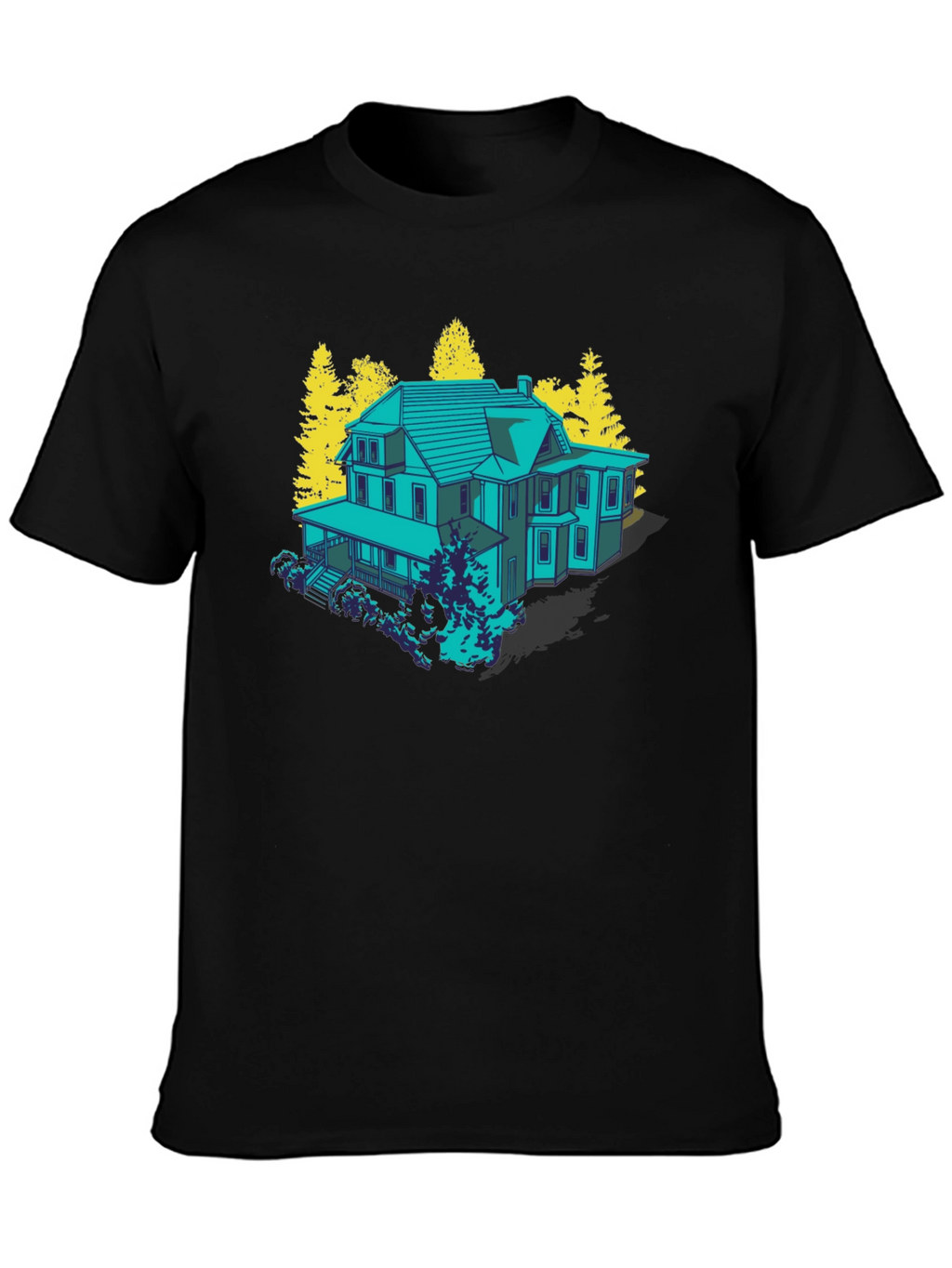 Haunted House Graphic Tee - Novelty T-Shirt