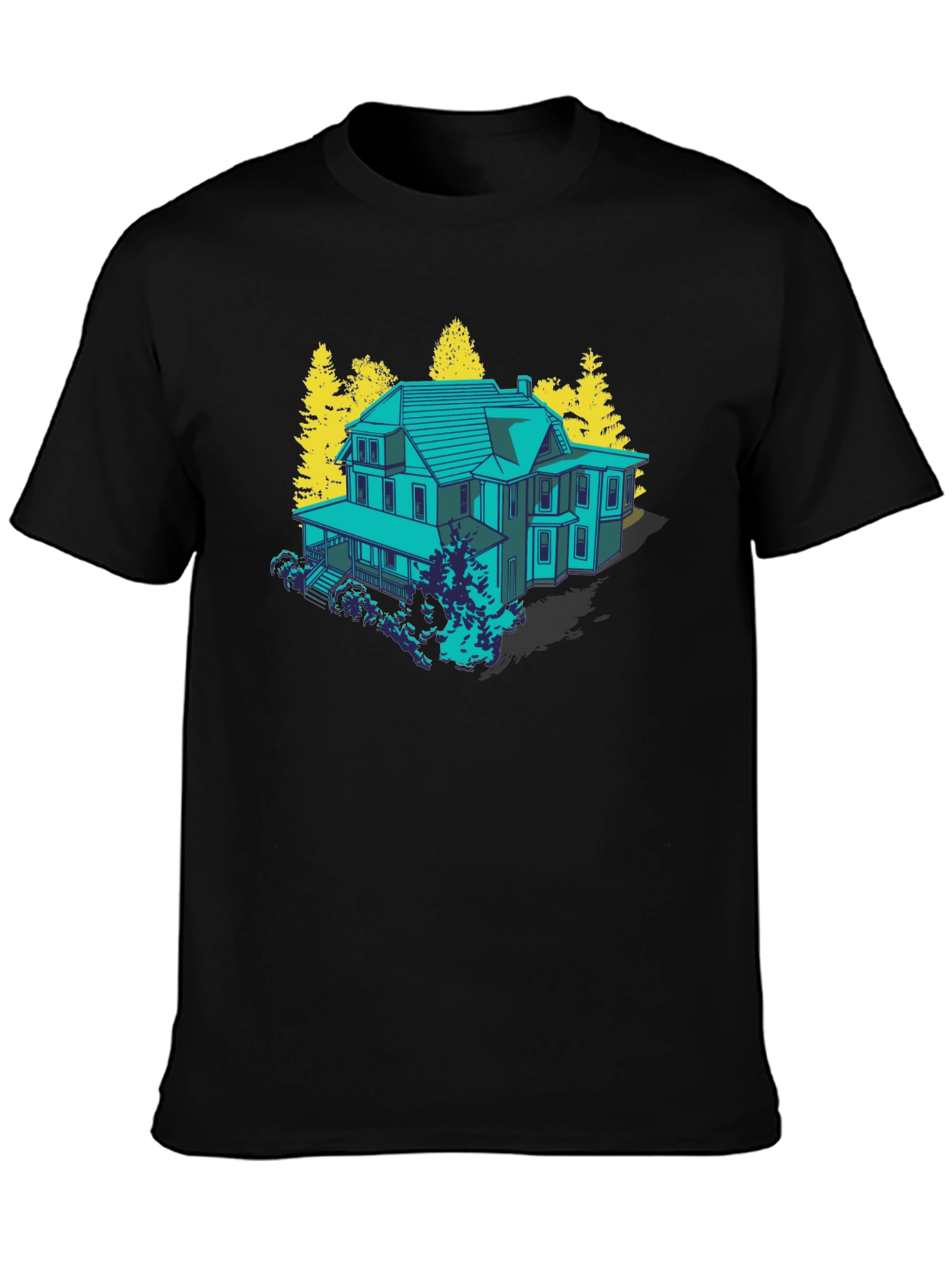 Haunted House Graphic Tee - Novelty T-Shirt