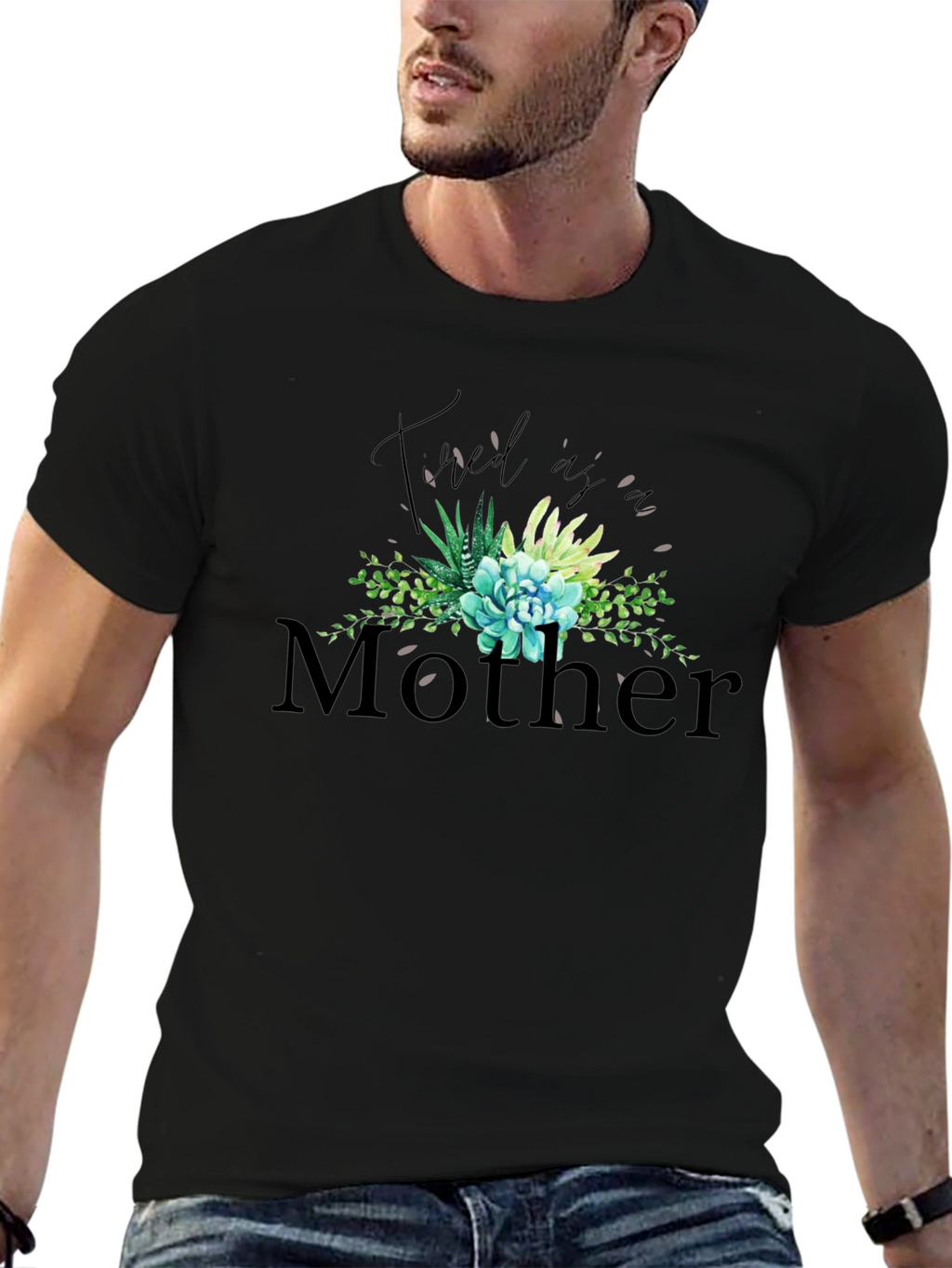 Tired As A Mother Graphic Tee - Black