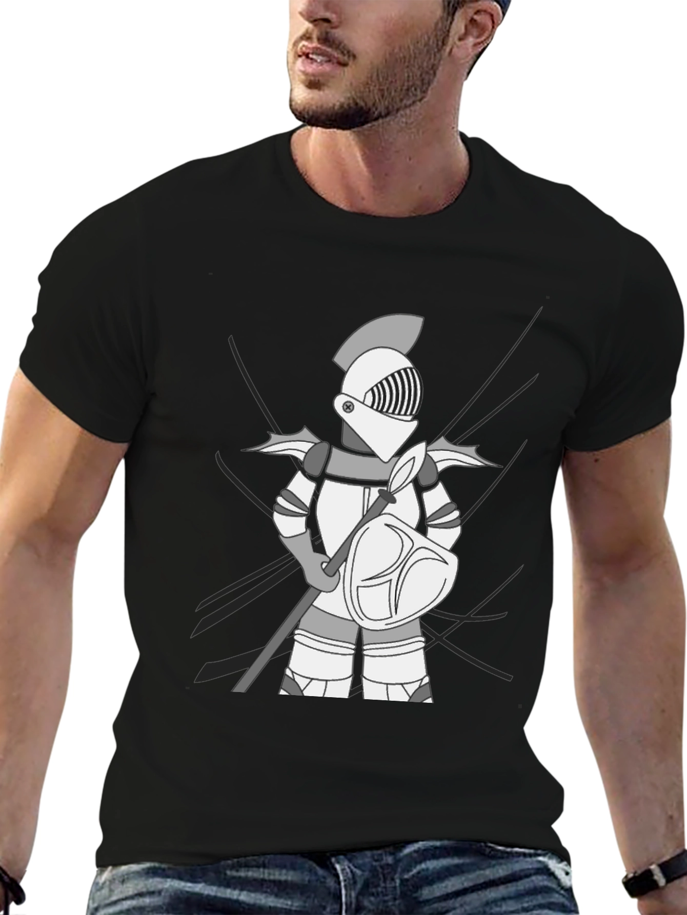 Knight Graphic Tee - Black Cotton T-Shirt