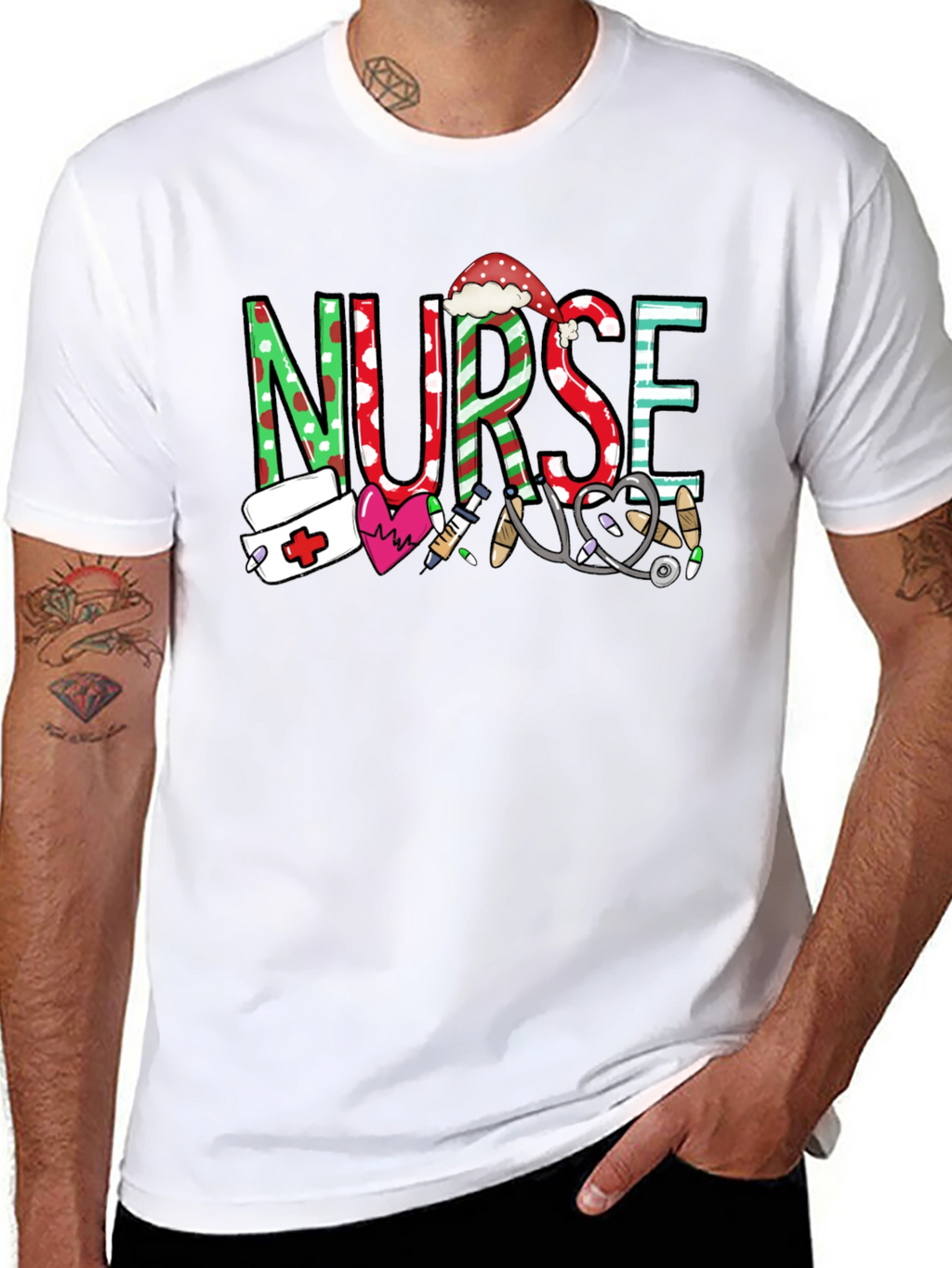 Festive Nurse Graphic T-Shirt