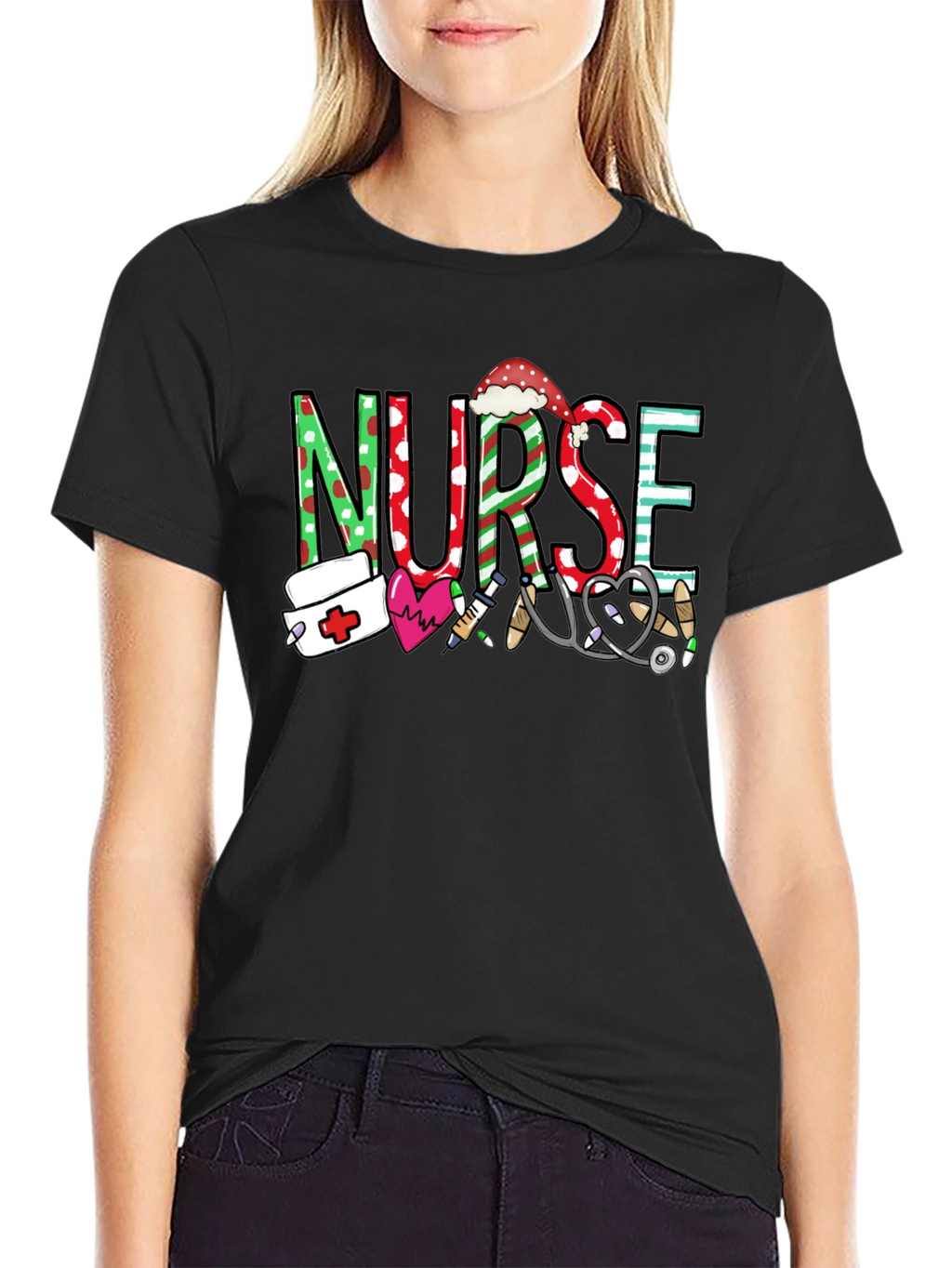 Festive Nurse Graphic T-Shirt