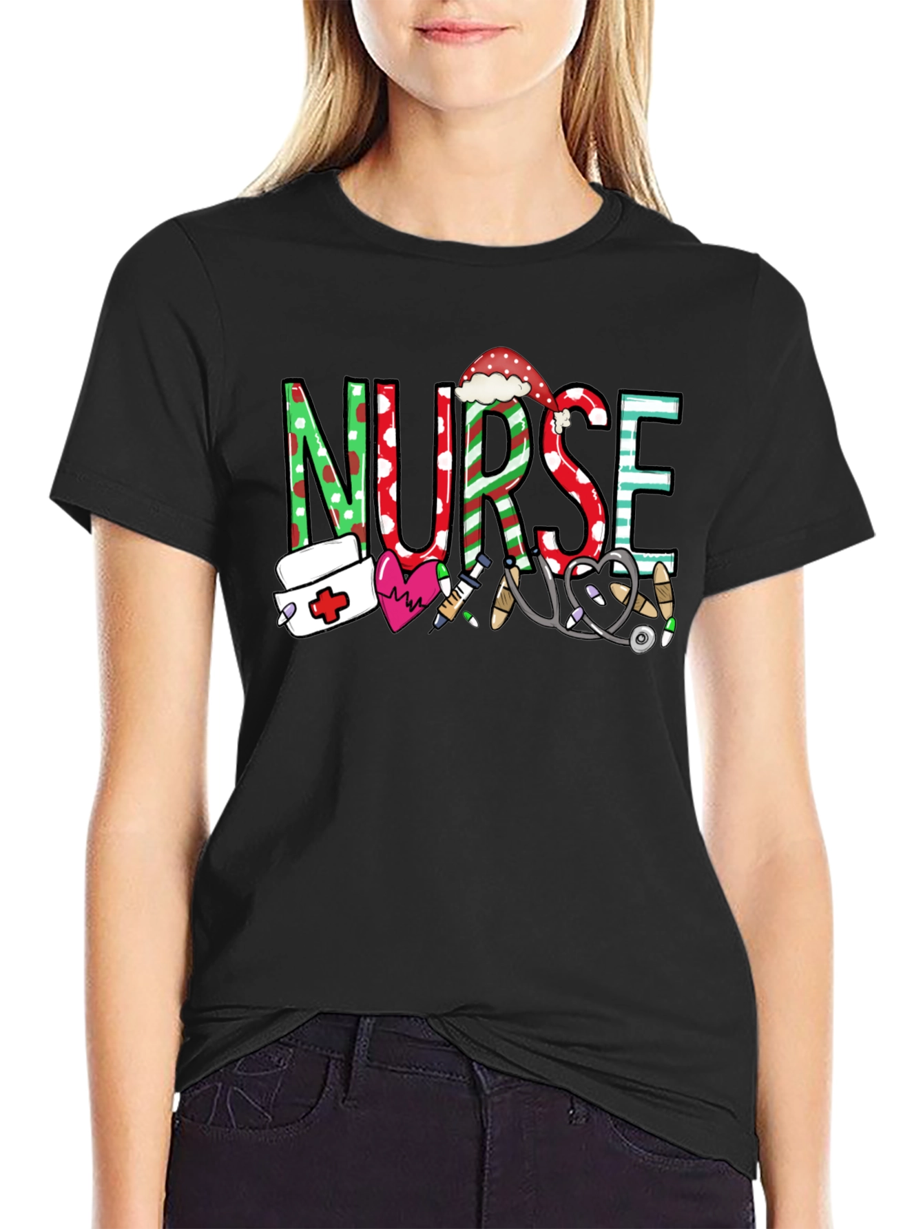 Festive Nurse Graphic T-Shirt
