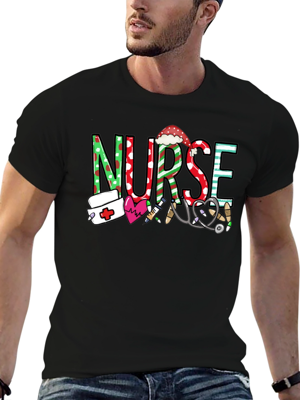 Festive Nurse Graphic T-Shirt