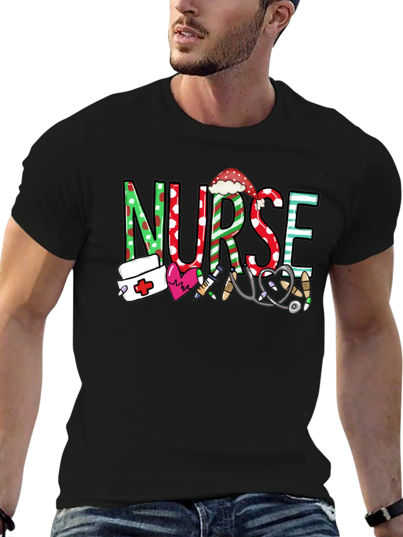 Festive Nurse Graphic T-Shirt