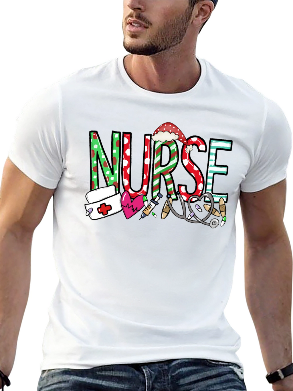 Festive Nurse Graphic T-Shirt
