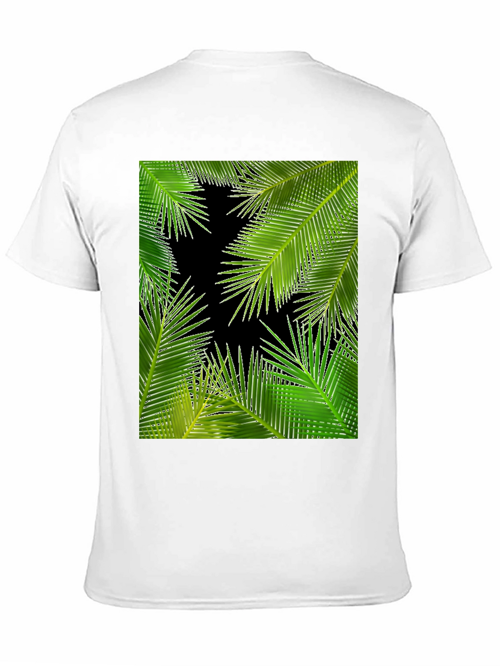 Tropical Palm Leaf Print Black T-Shirt