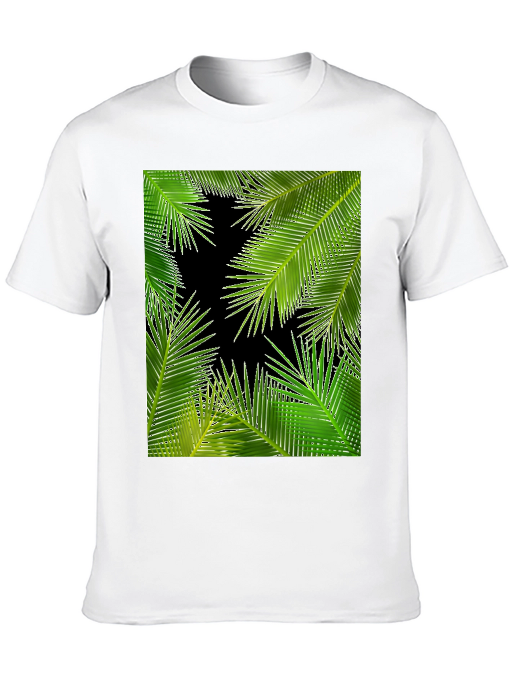 Tropical Palm Leaf Print Black T-Shirt