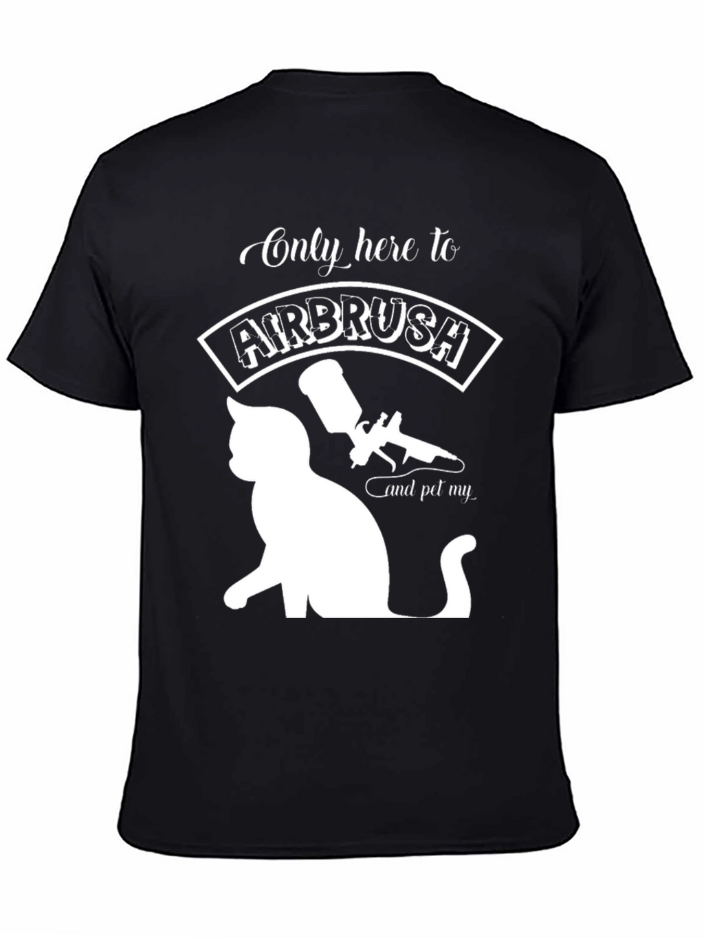 Airbrush & Pet Cat Black T-Shirt