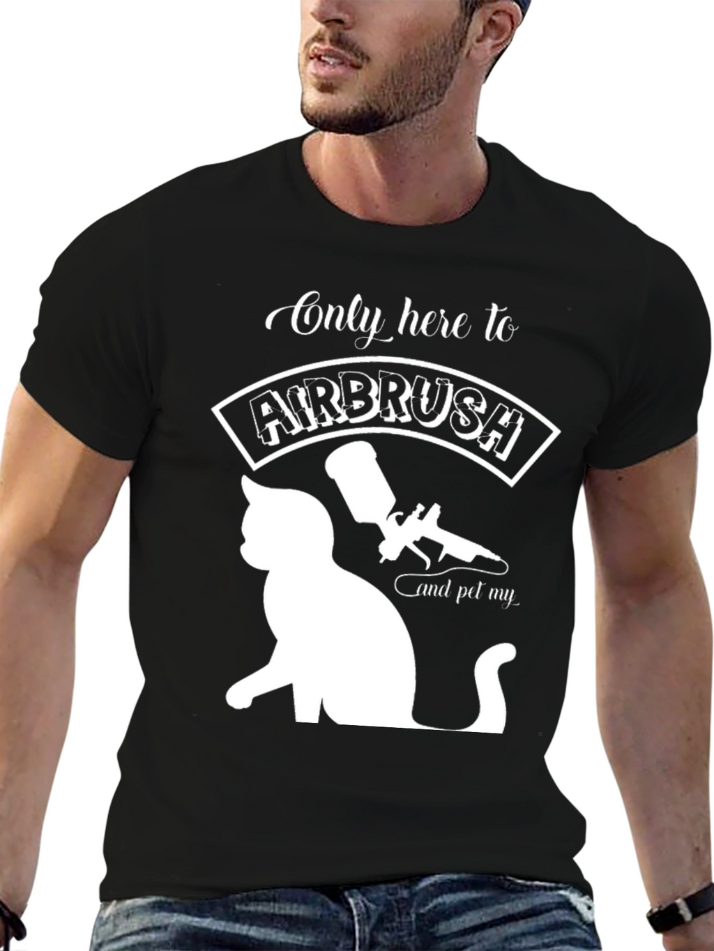 Airbrush & Pet Cat Black T-Shirt