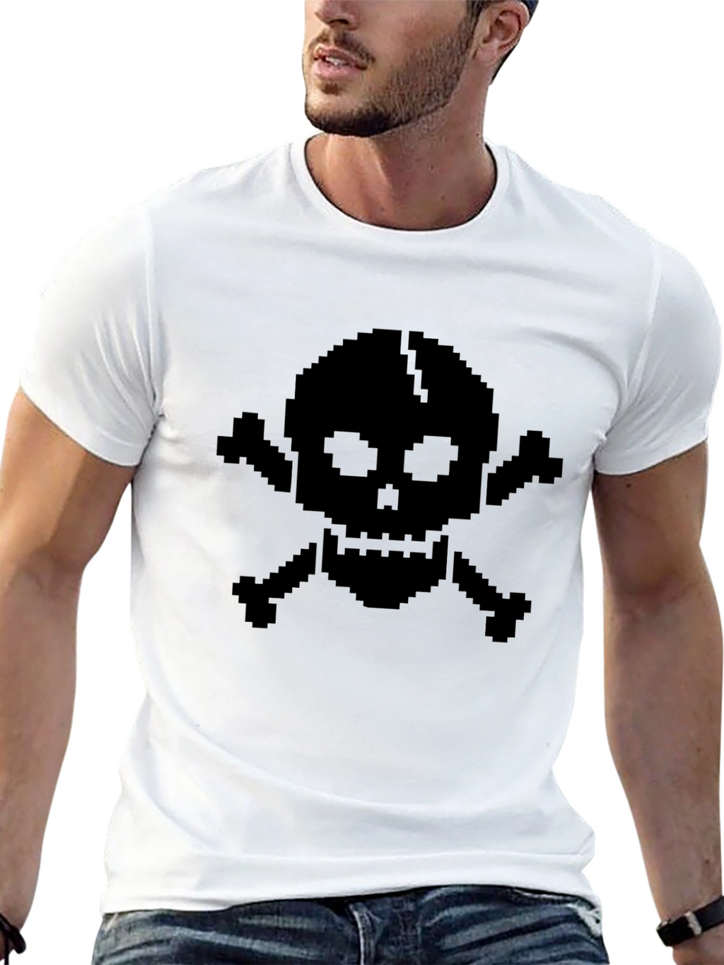 Pixel Skull T-Shirt - Classic Black Tee