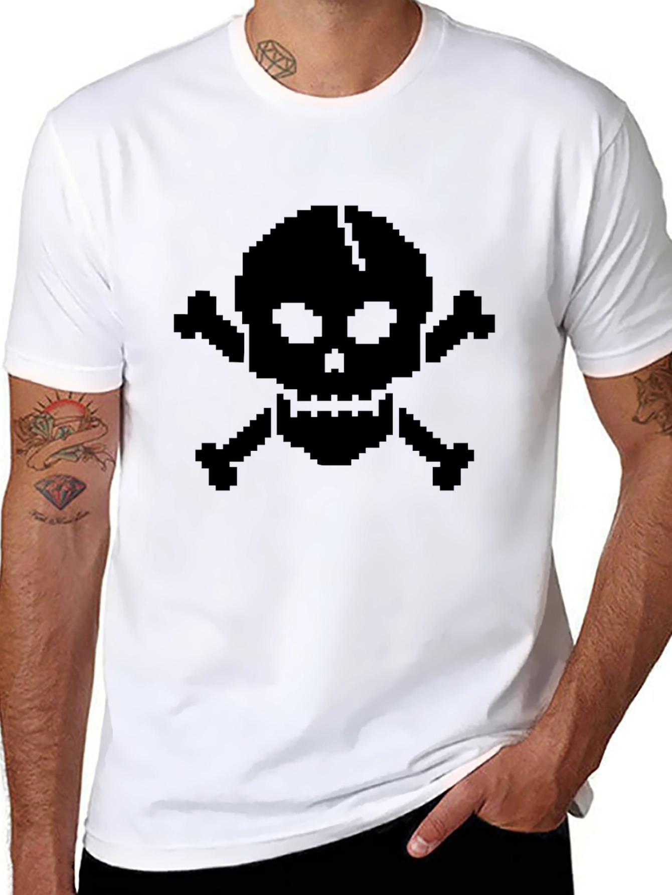 Pixel Skull T-Shirt - Classic Black Tee
