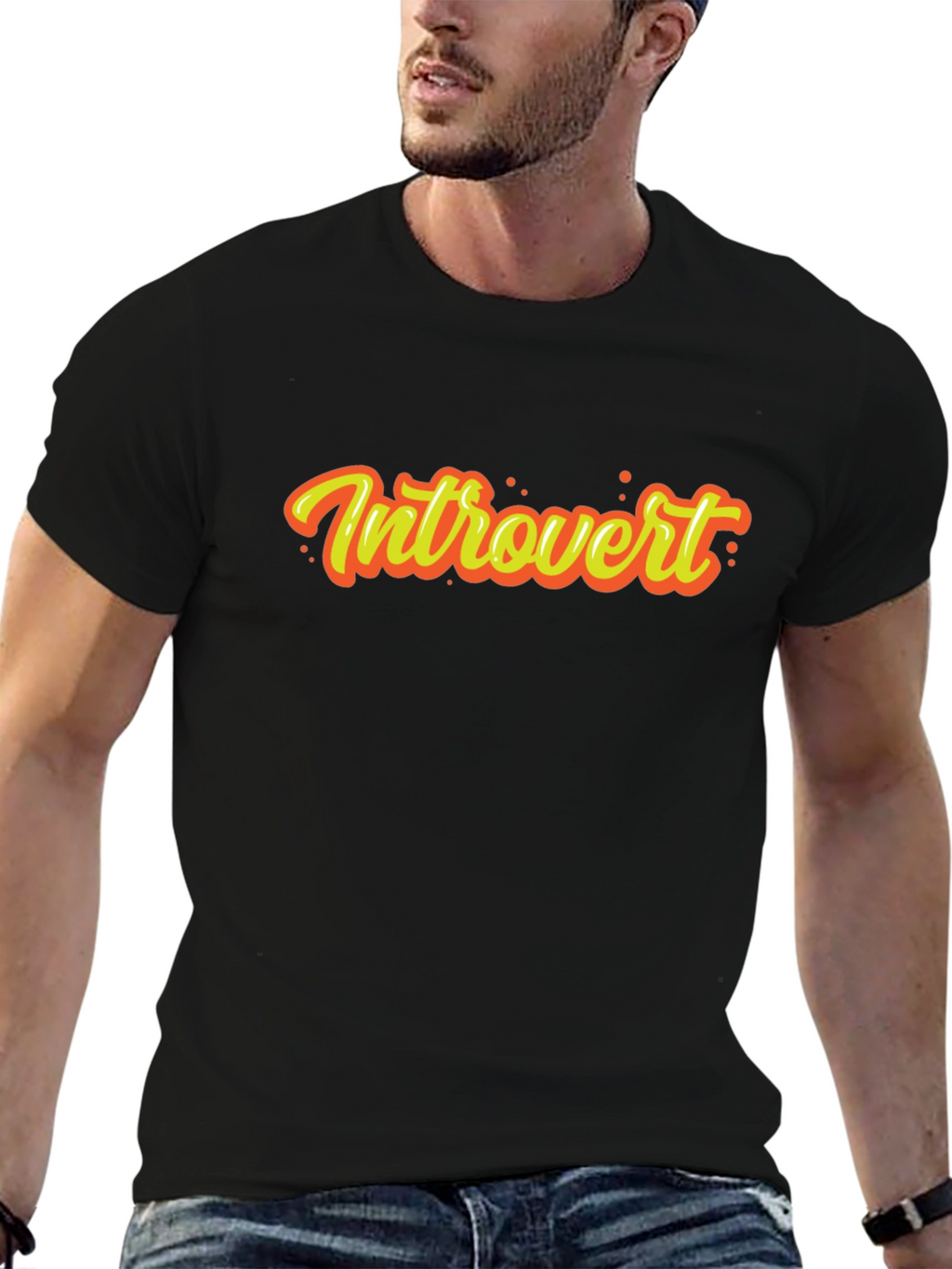 Introvert Graphic Tee - Black Short Sleeve