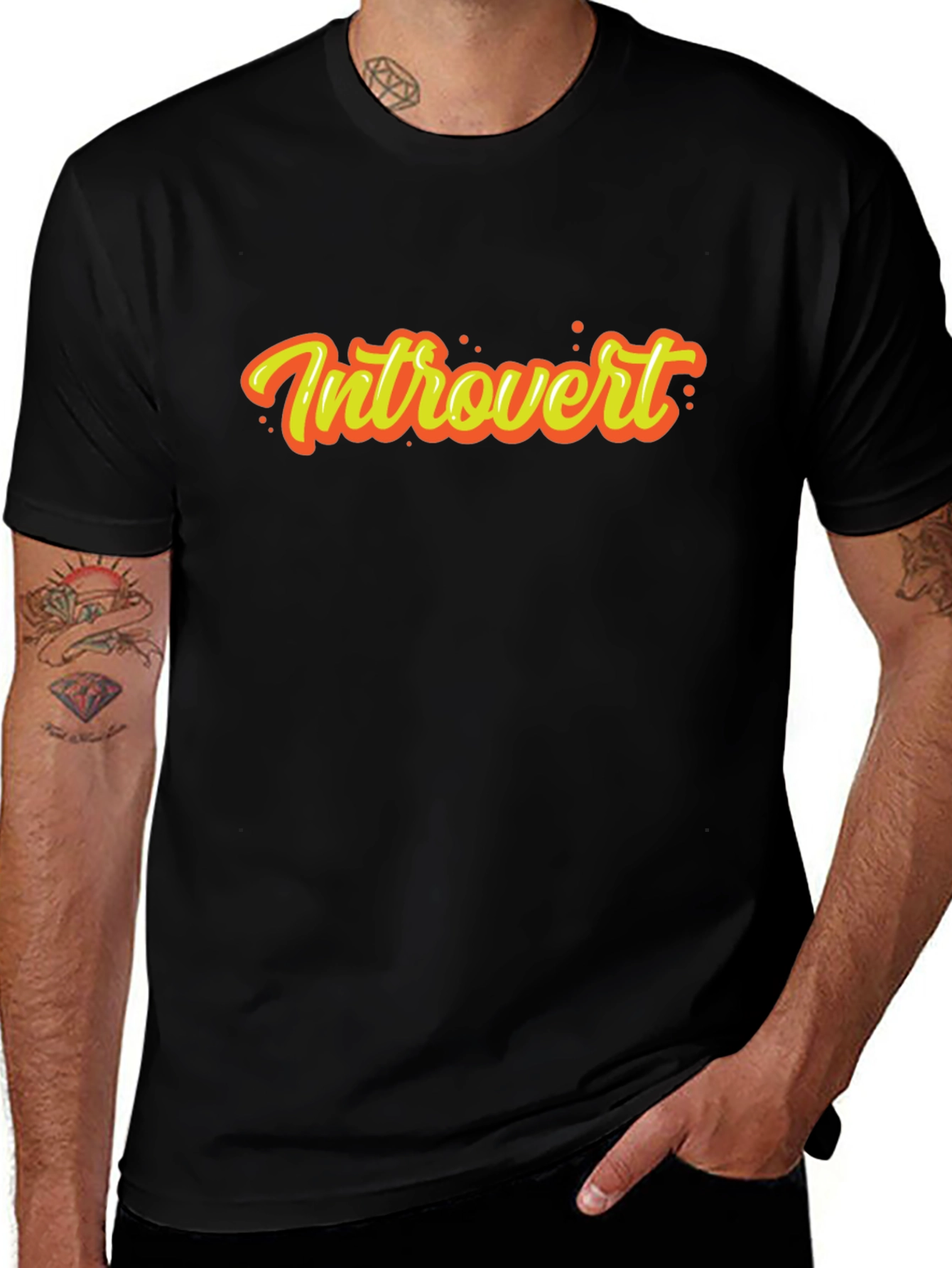 Introvert Graphic Tee - Black Short Sleeve