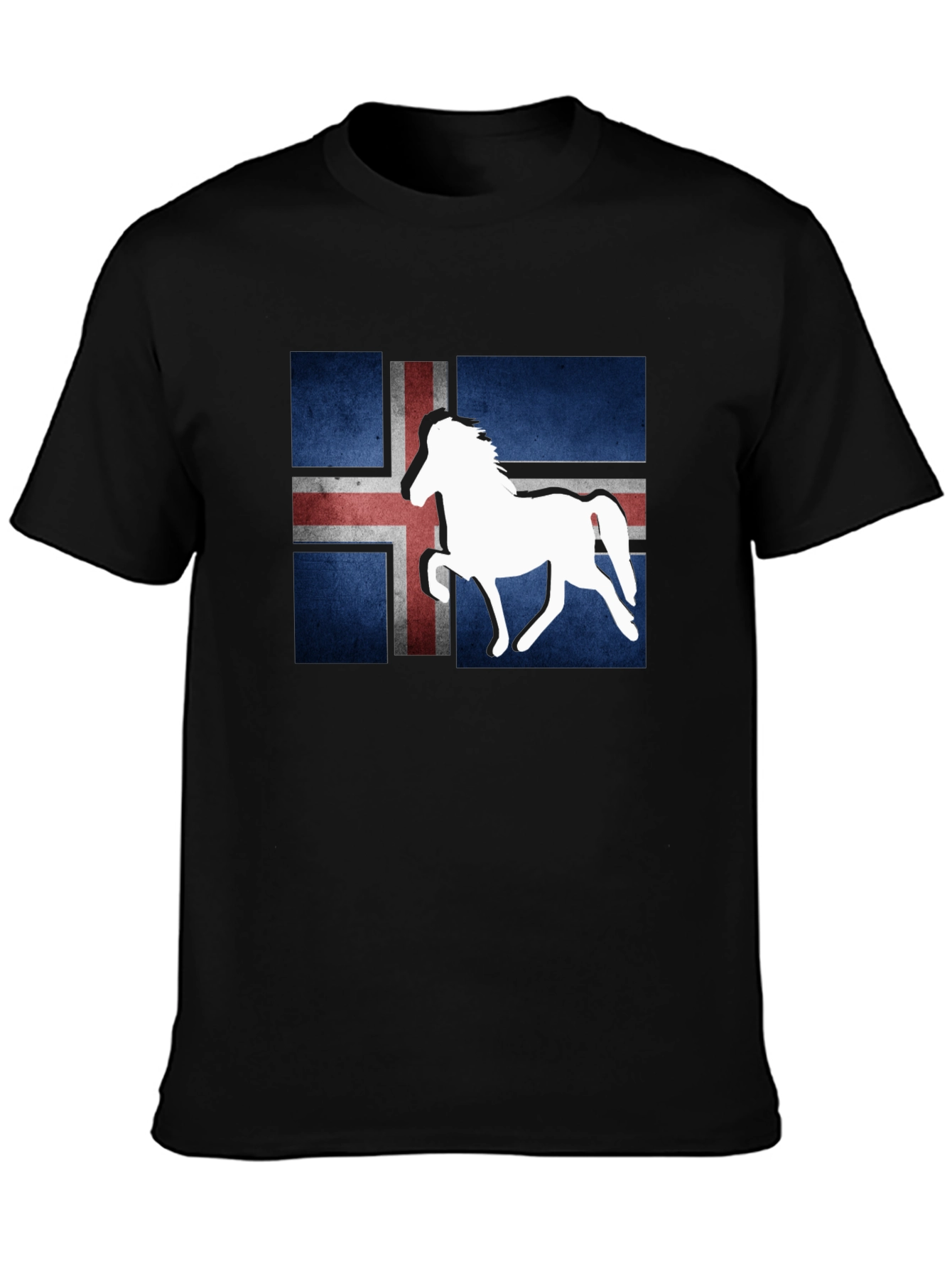 Icelandic Flag Horse Graphic Tee - Black