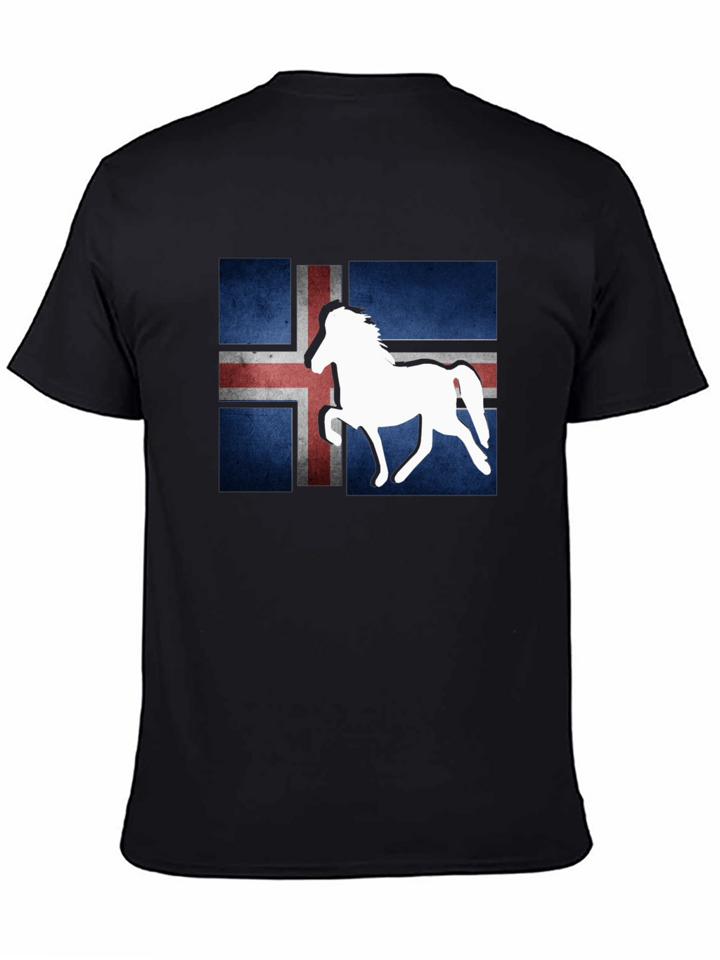 Icelandic Flag Horse Graphic Tee - Black