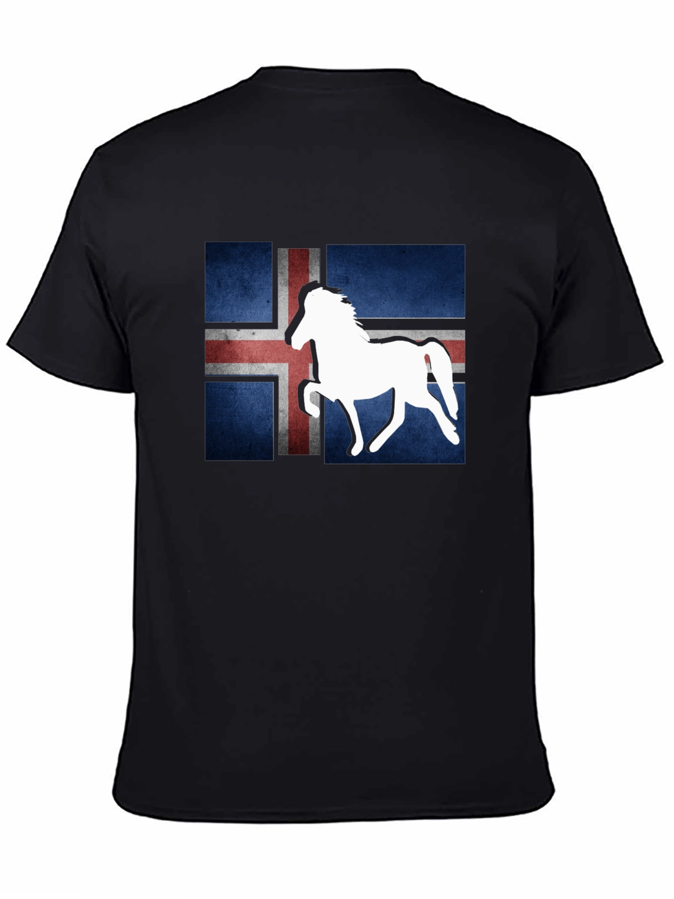 Icelandic Flag Horse Graphic Tee - Black