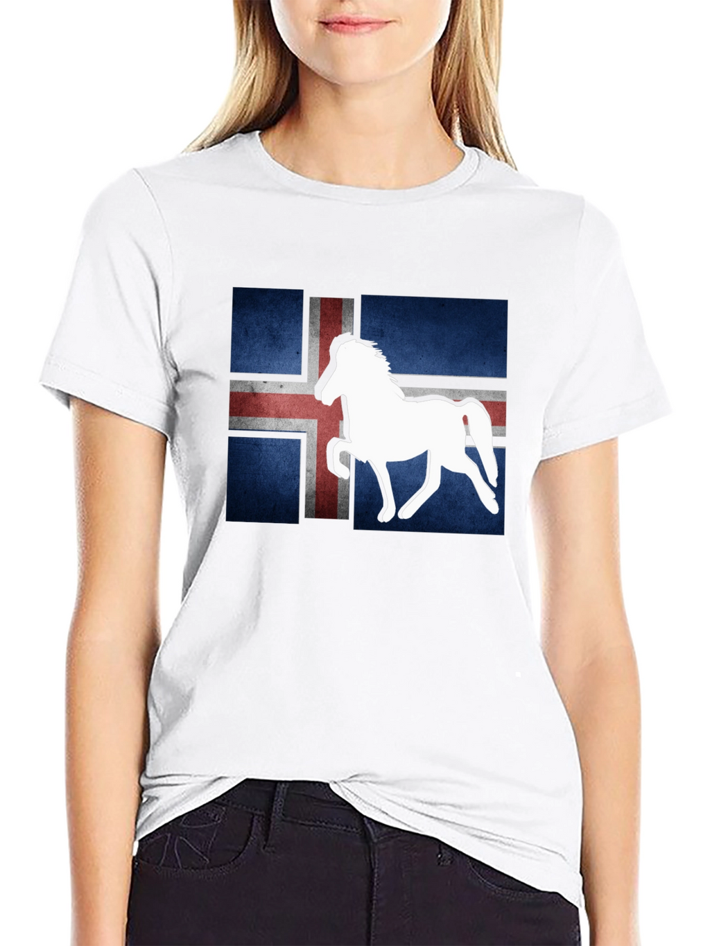 Icelandic Flag Horse Graphic Tee - Black