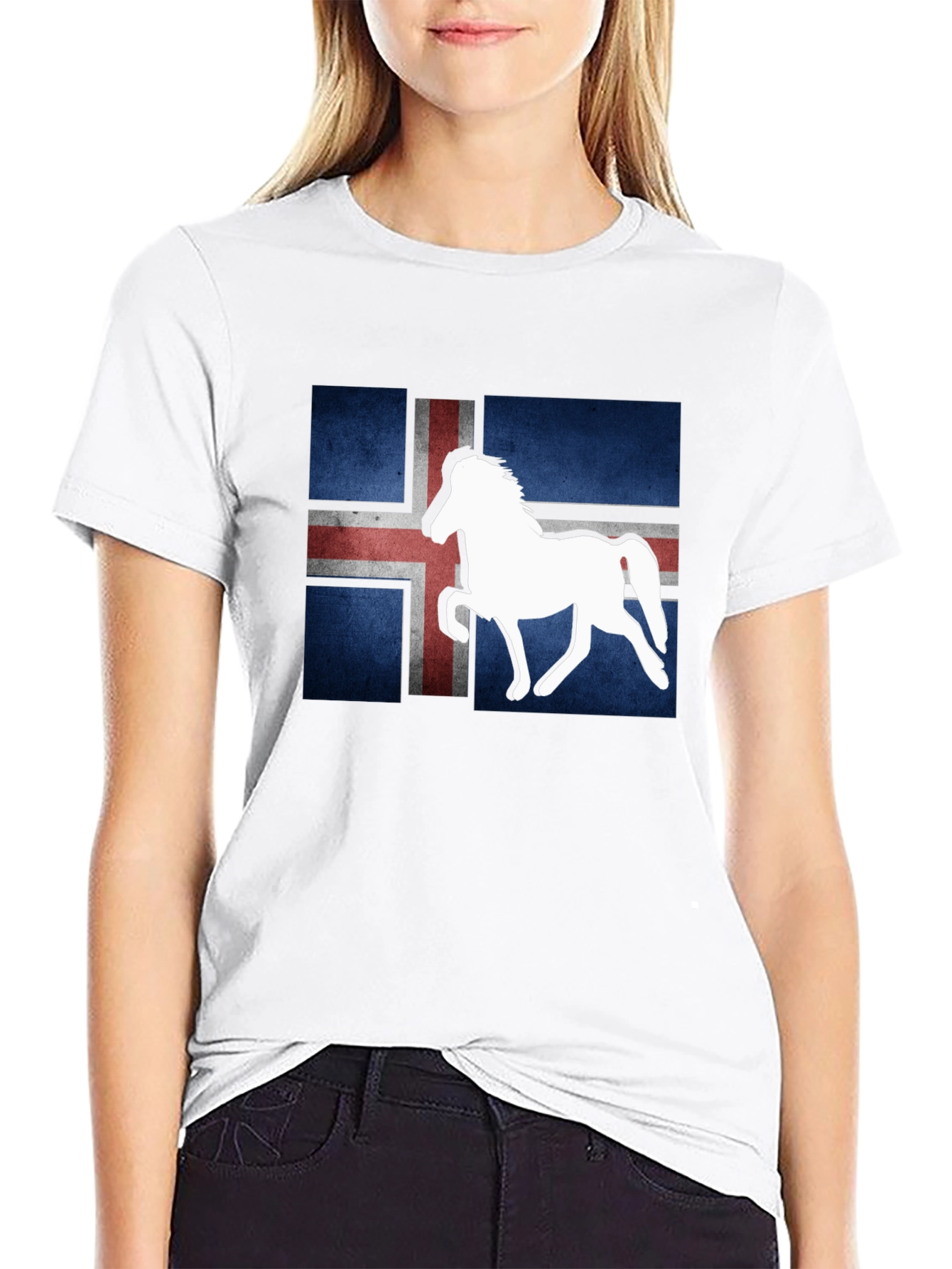 Icelandic Flag Horse Graphic Tee - Black