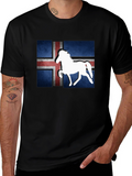 Icelandic Flag Horse Graphic Tee - Black