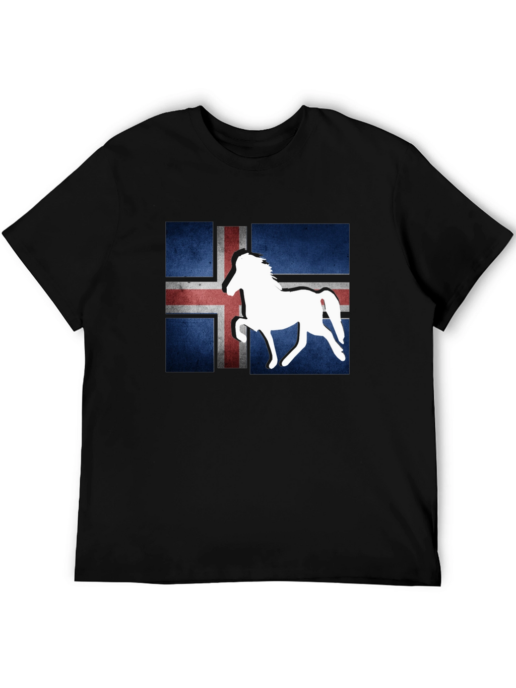 Icelandic Flag Horse Graphic Tee - Black