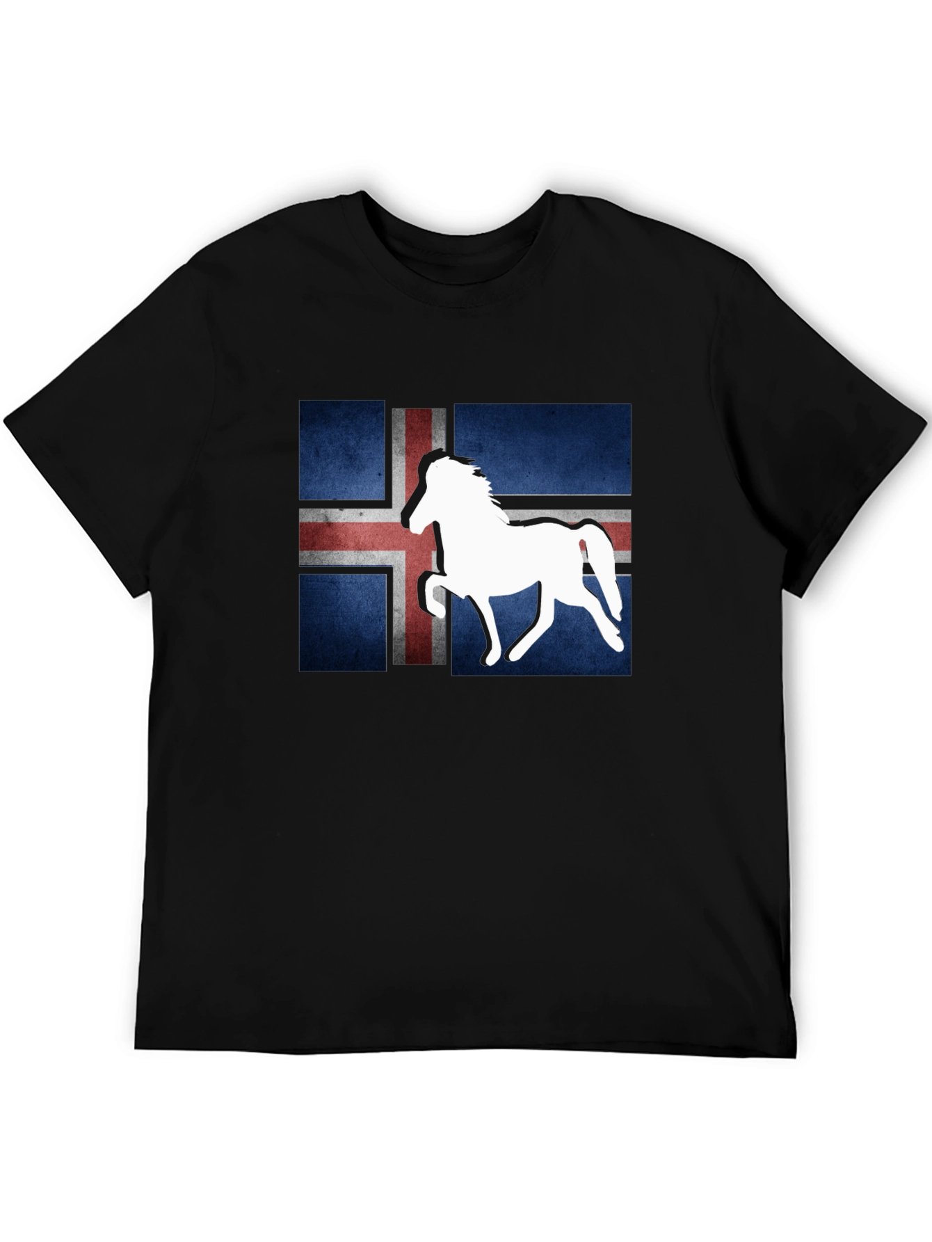 Icelandic Flag Horse Graphic Tee - Black