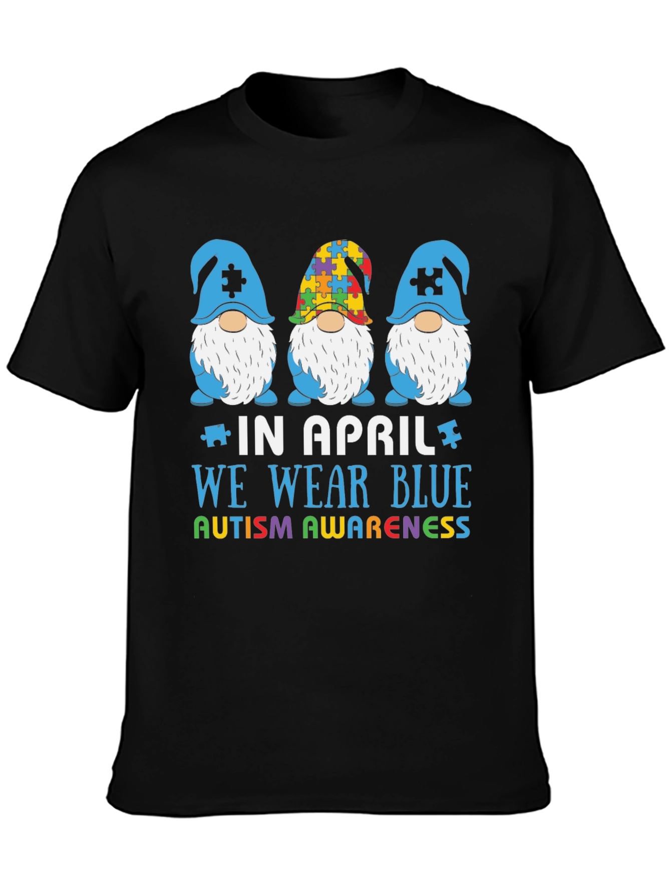 Autism Awareness Gnome T-Shirt - In April We Wear Blue