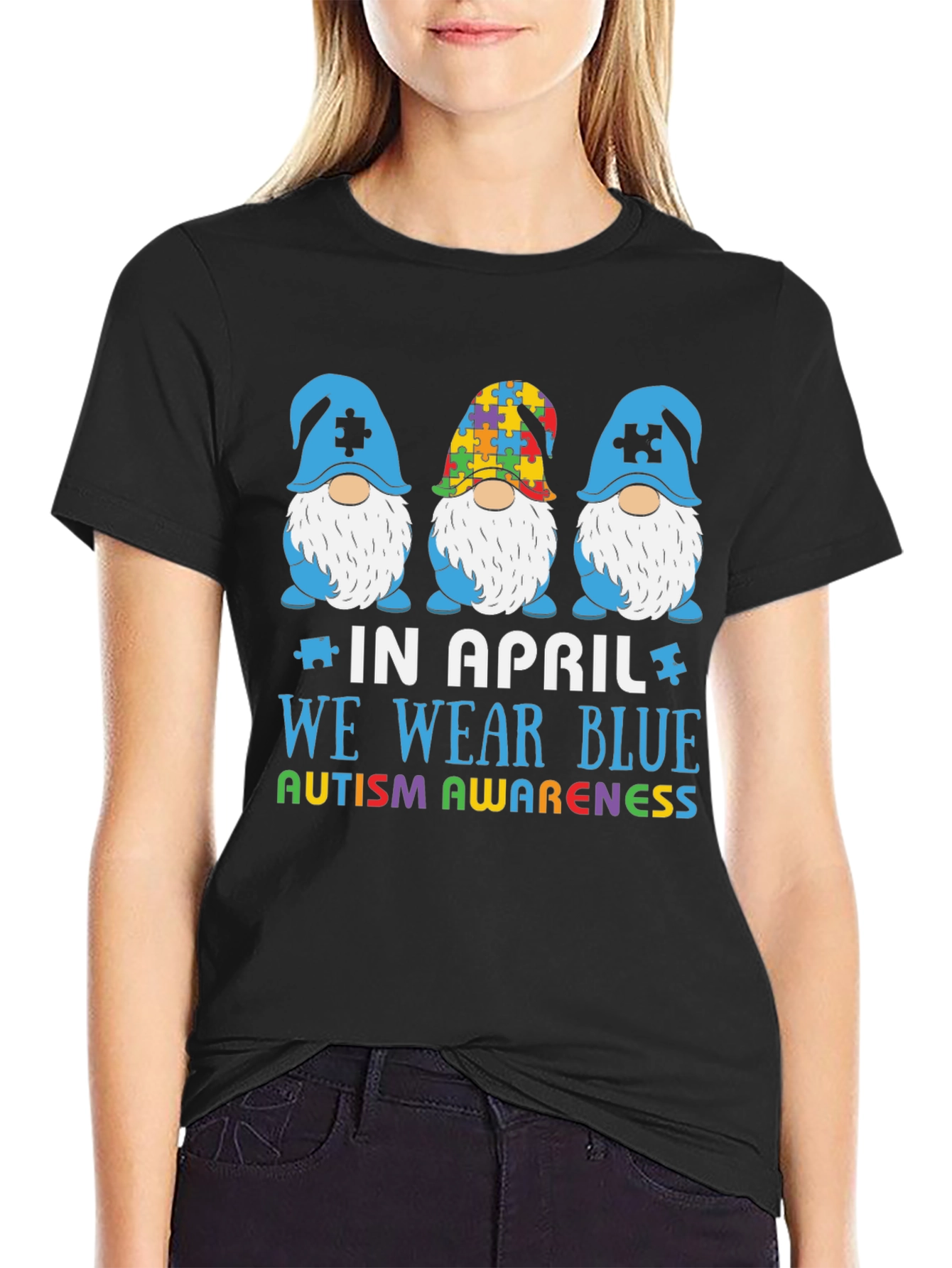 Autism Awareness Gnome T-Shirt - In April We Wear Blue