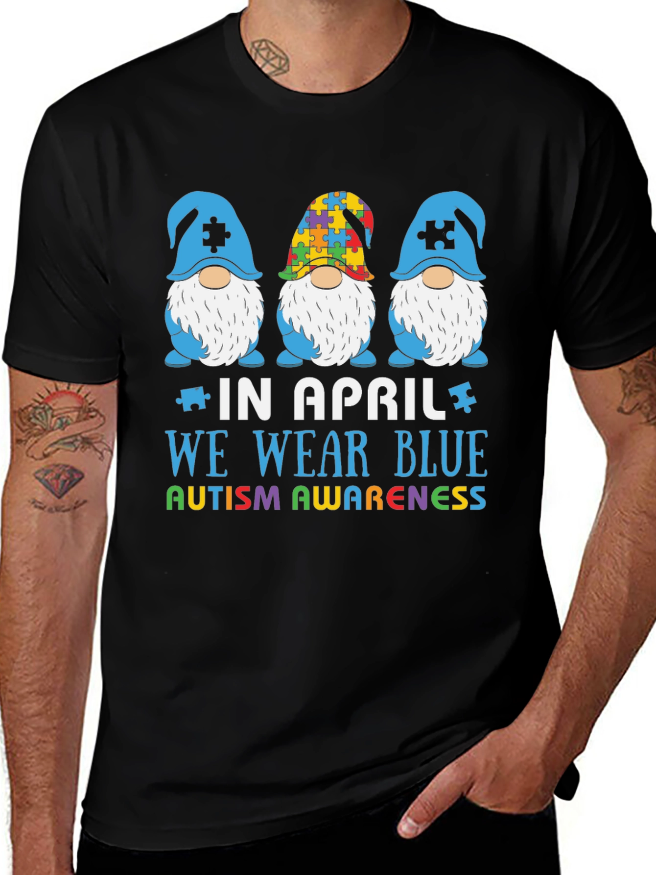 Autism Awareness Gnome T-Shirt - In April We Wear Blue