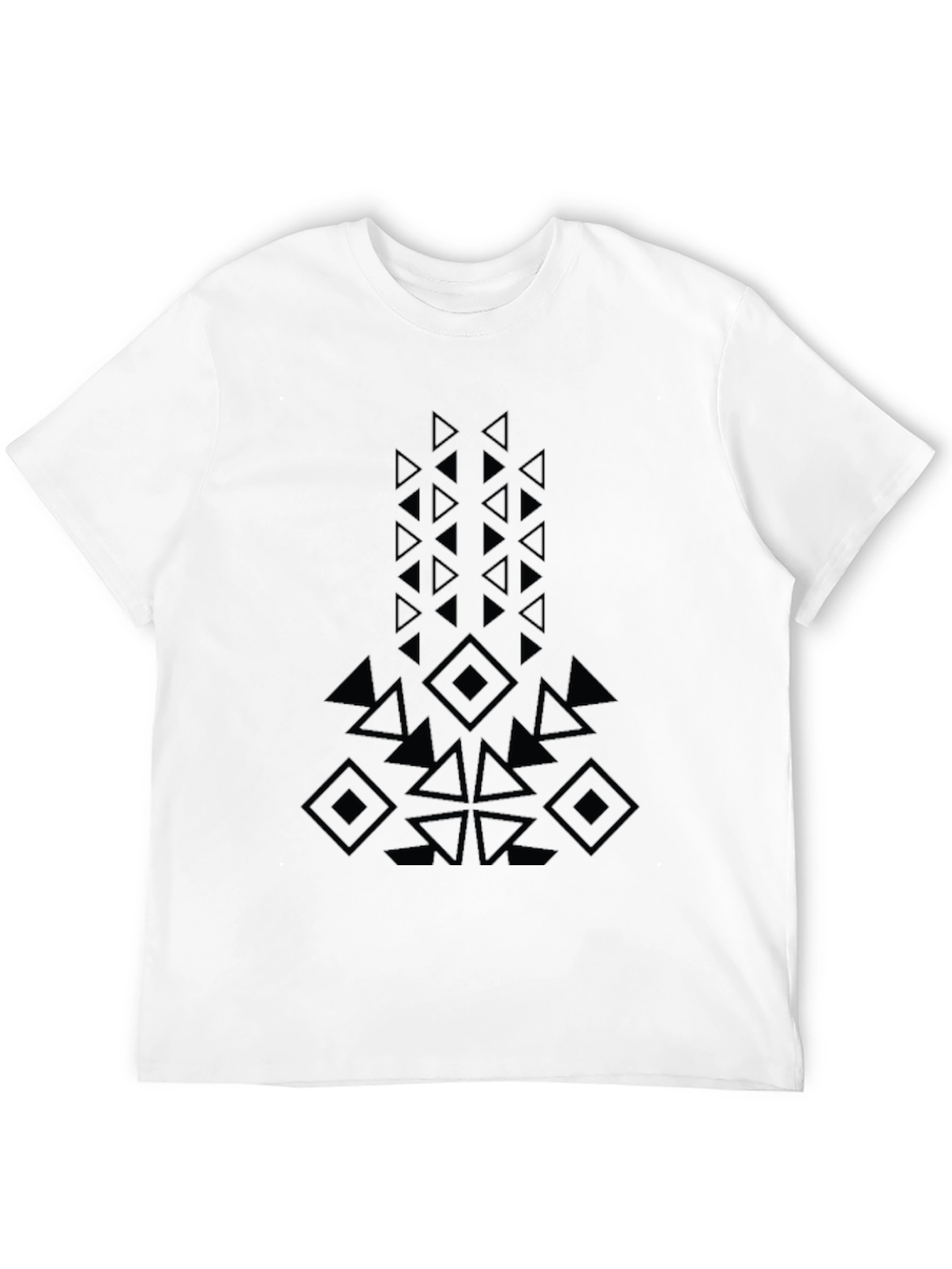 Geometric Design Black T-Shirt - Modern Casual Wear