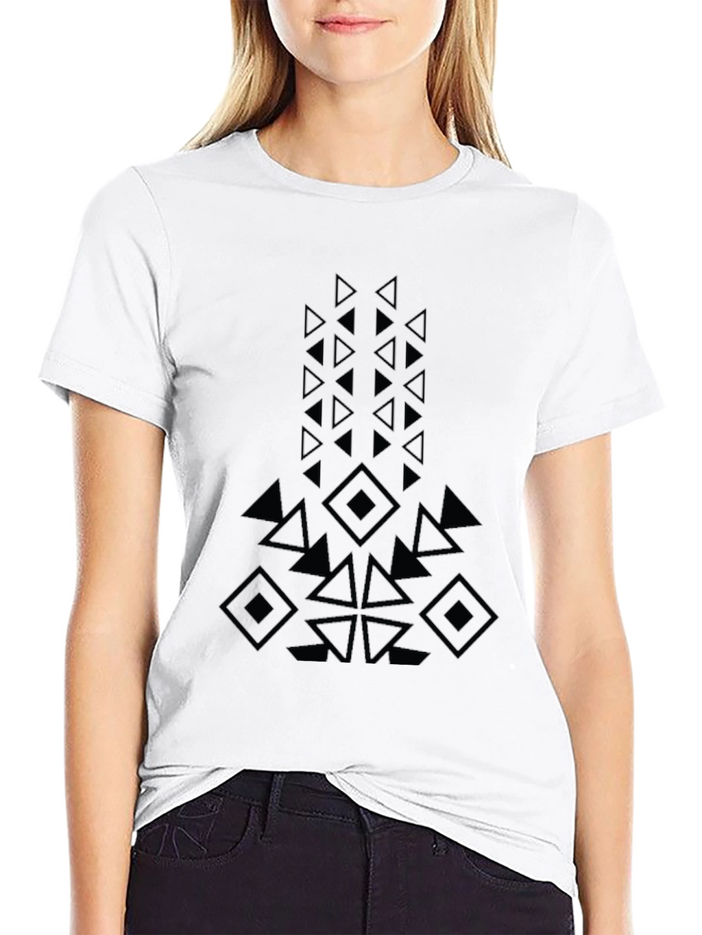 Geometric Design Black T-Shirt - Modern Casual Wear