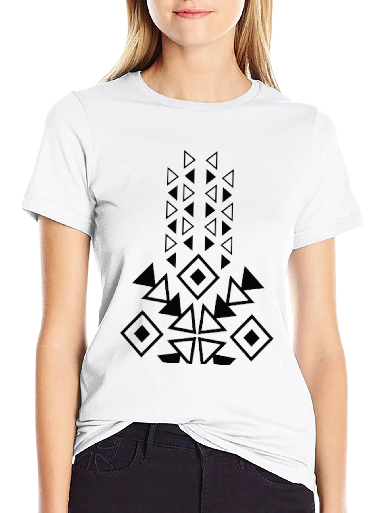 Geometric Design Black T-Shirt - Modern Casual Wear